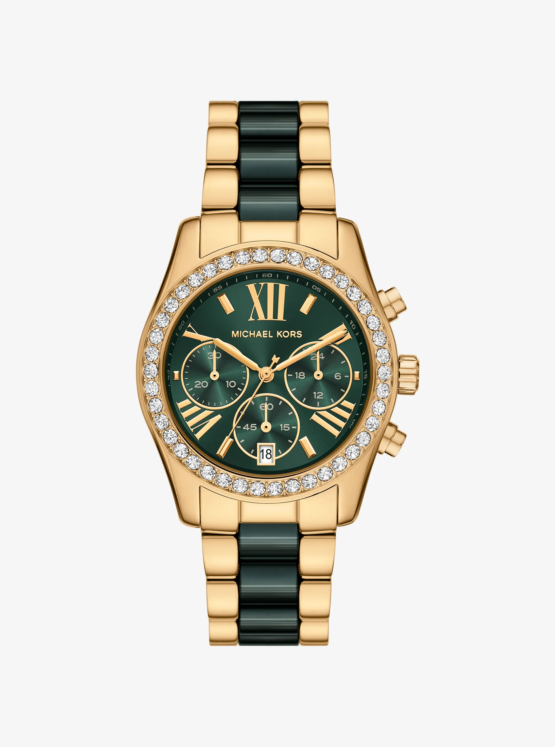 Женские часы Michael Kors Lexington Pavé Gold-Tone and Ceramic Watch