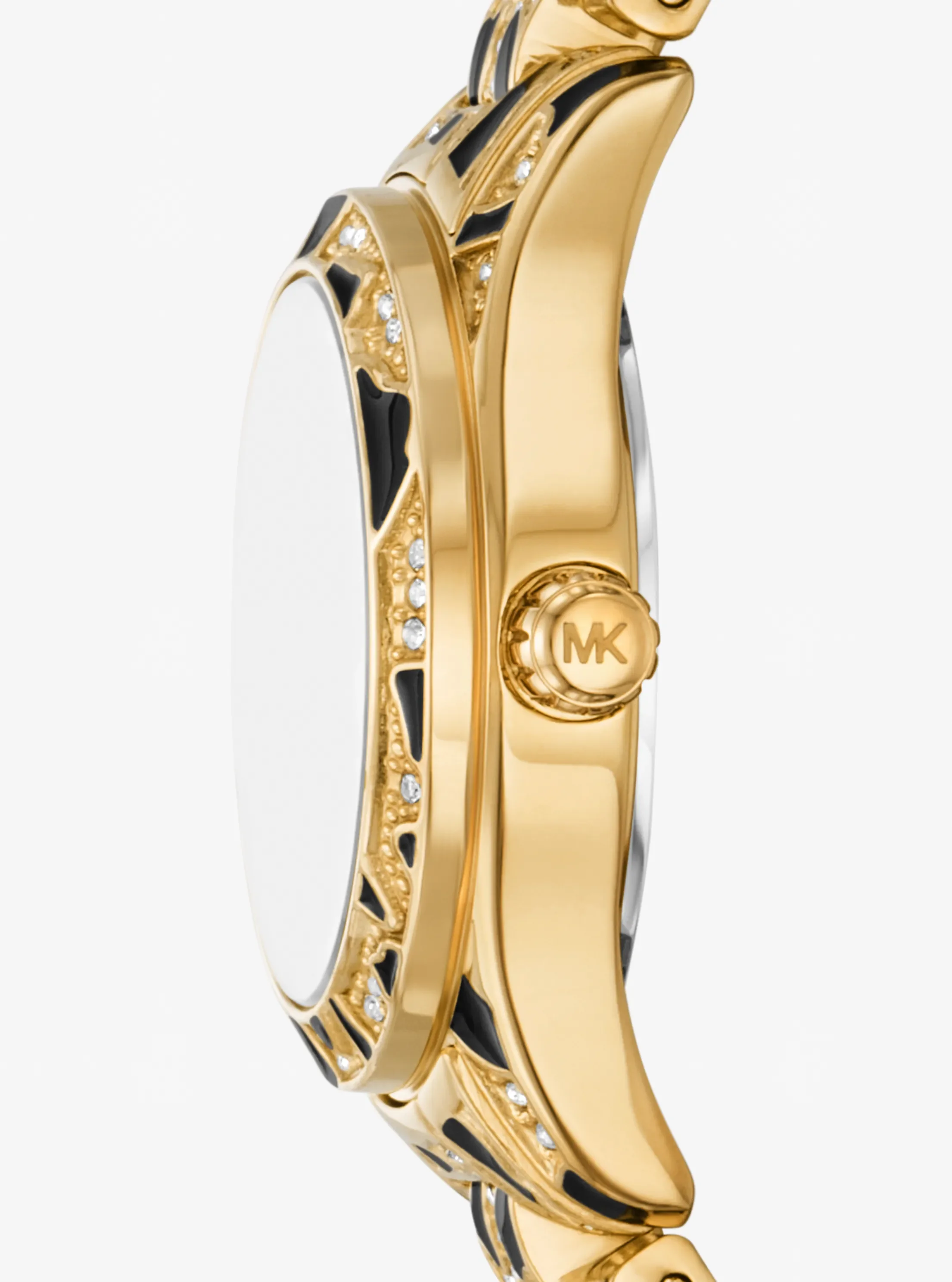 Женские часы Michael Kors Petite Lexington Pavé Animal Print Gold-Tone Watch — фото 2