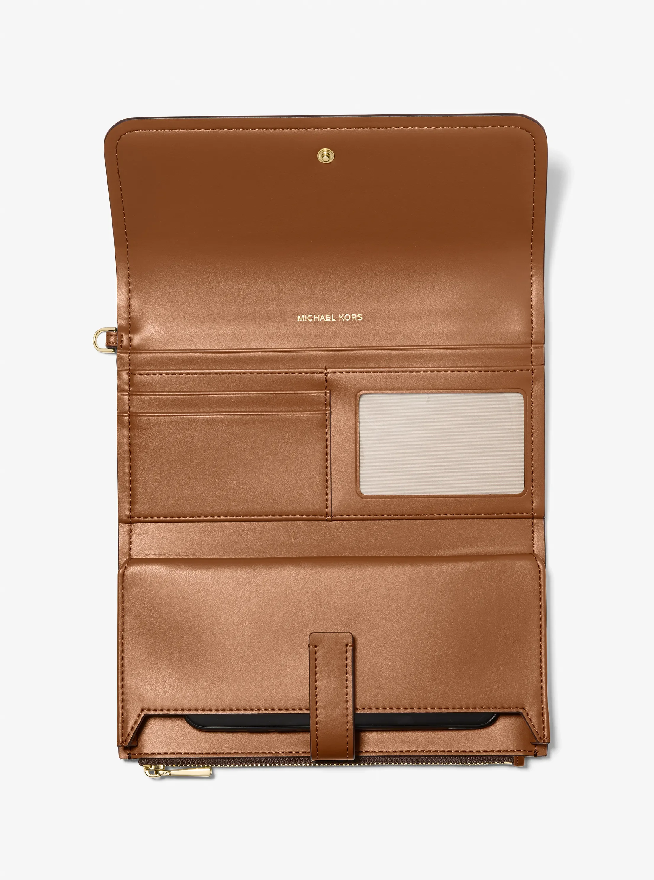 Женская сумка Michael Kors Jet Set Medium Signature Logo Smartphone Wristlet, цвет: Коричневый — фото 2