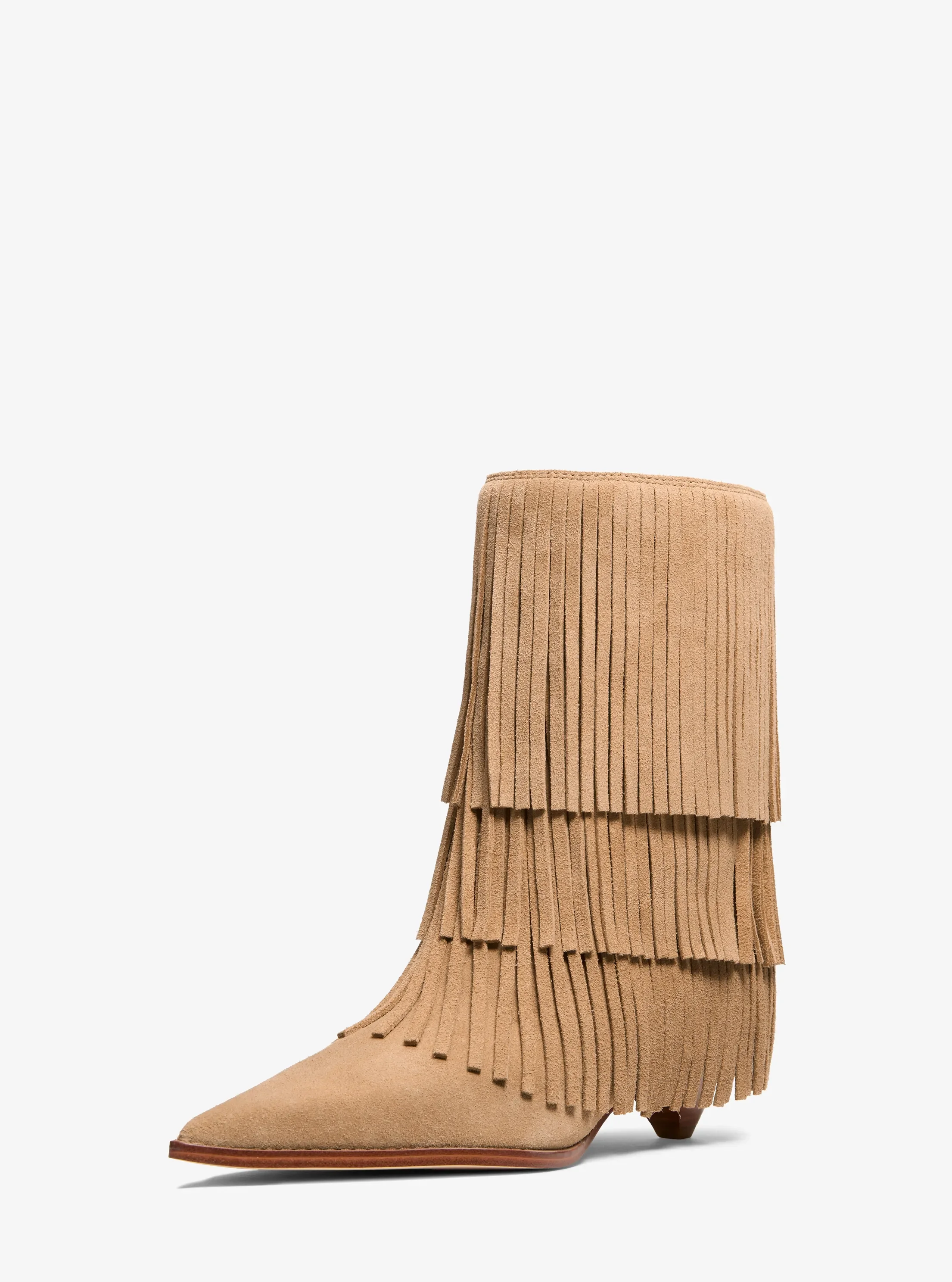 Женские ботинки Michael Kors Jayla Fringed Suede Boot, цвет: Husk — фото 5