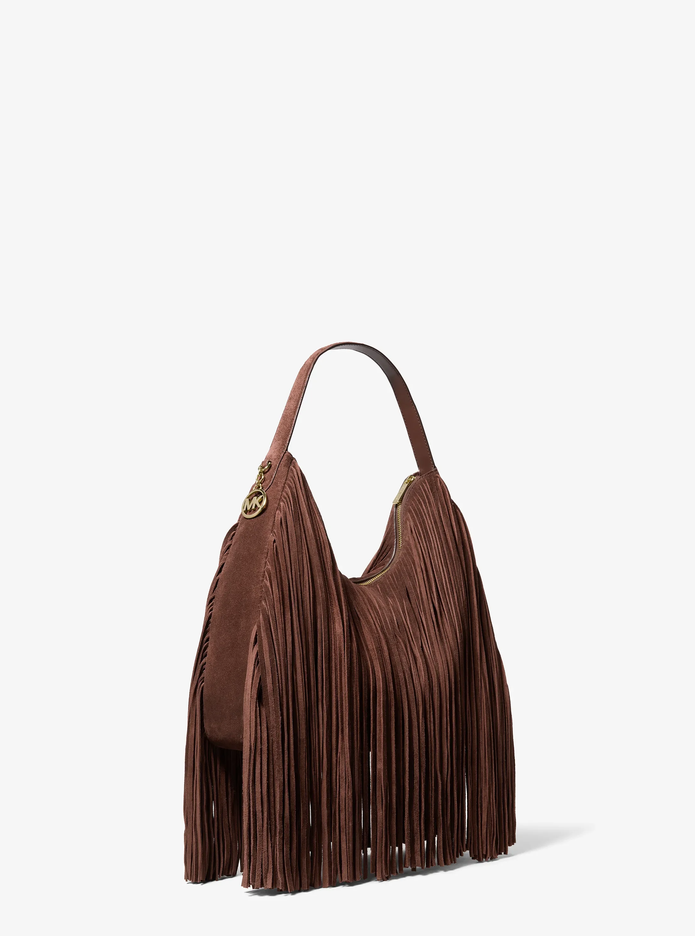 Женская сумка Michael Kors Nayla Medium Fringed Suede Hobo Shoulder, цвет: Nutmeg — фото 3