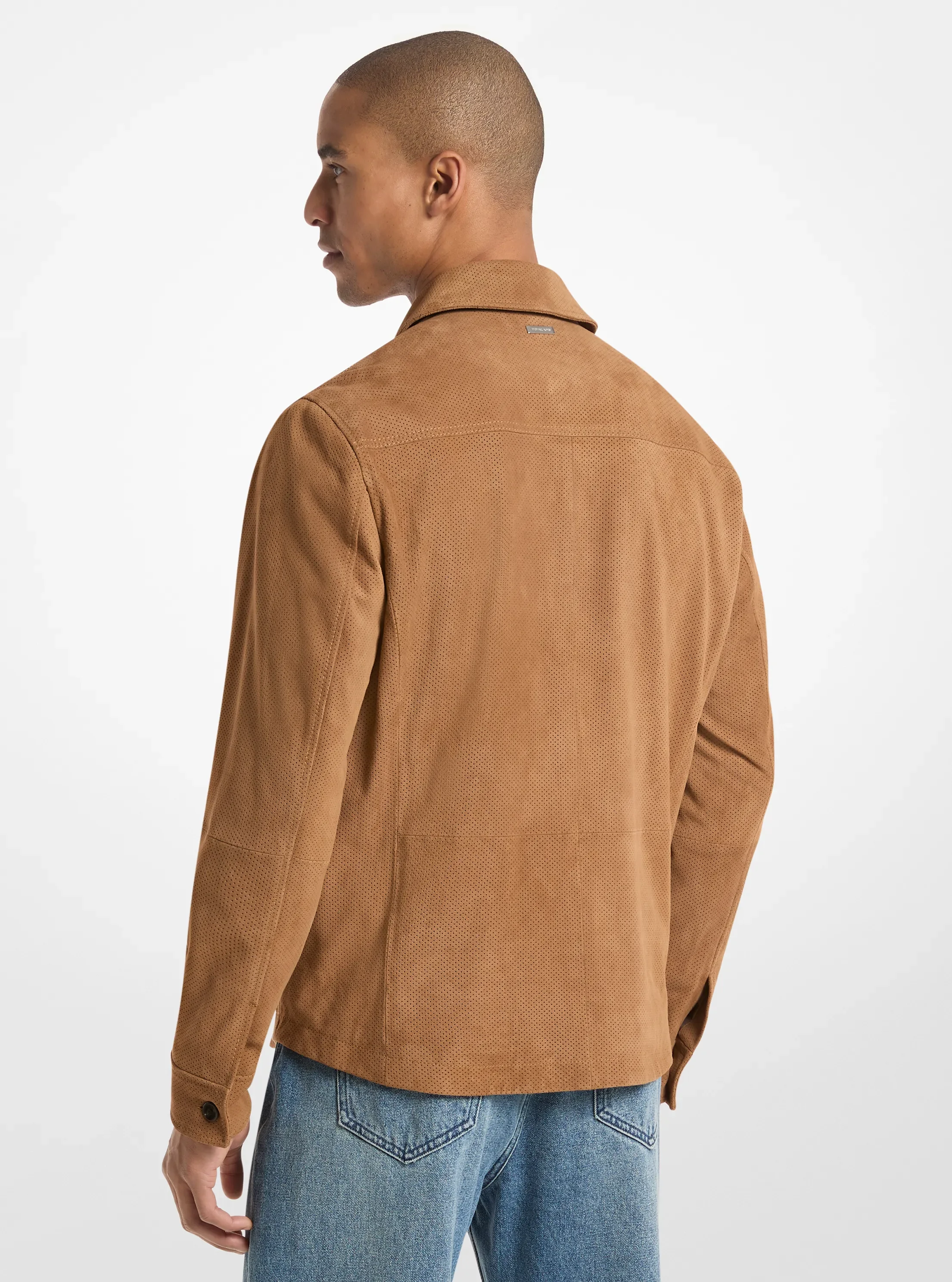 Куртка Michael Kors Perforated Suede Shirt Jacket, цвет: Тёмный верблюжий — фото 2