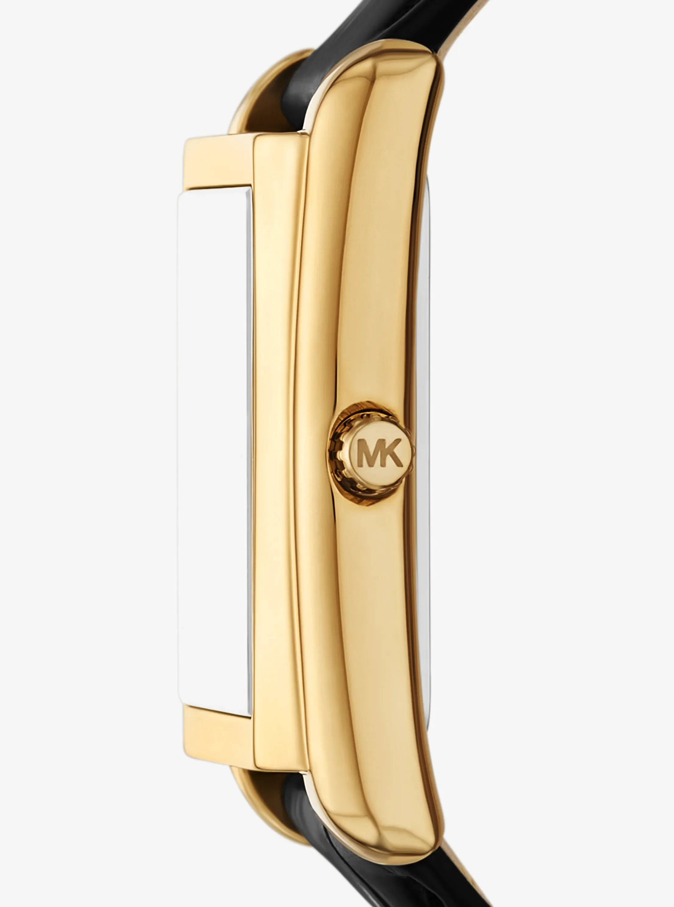 Женские часы Michael Kors Essex Gold-Tone and Crocodile Embossed Leather Watch, цвет: Чёрный — фото 2