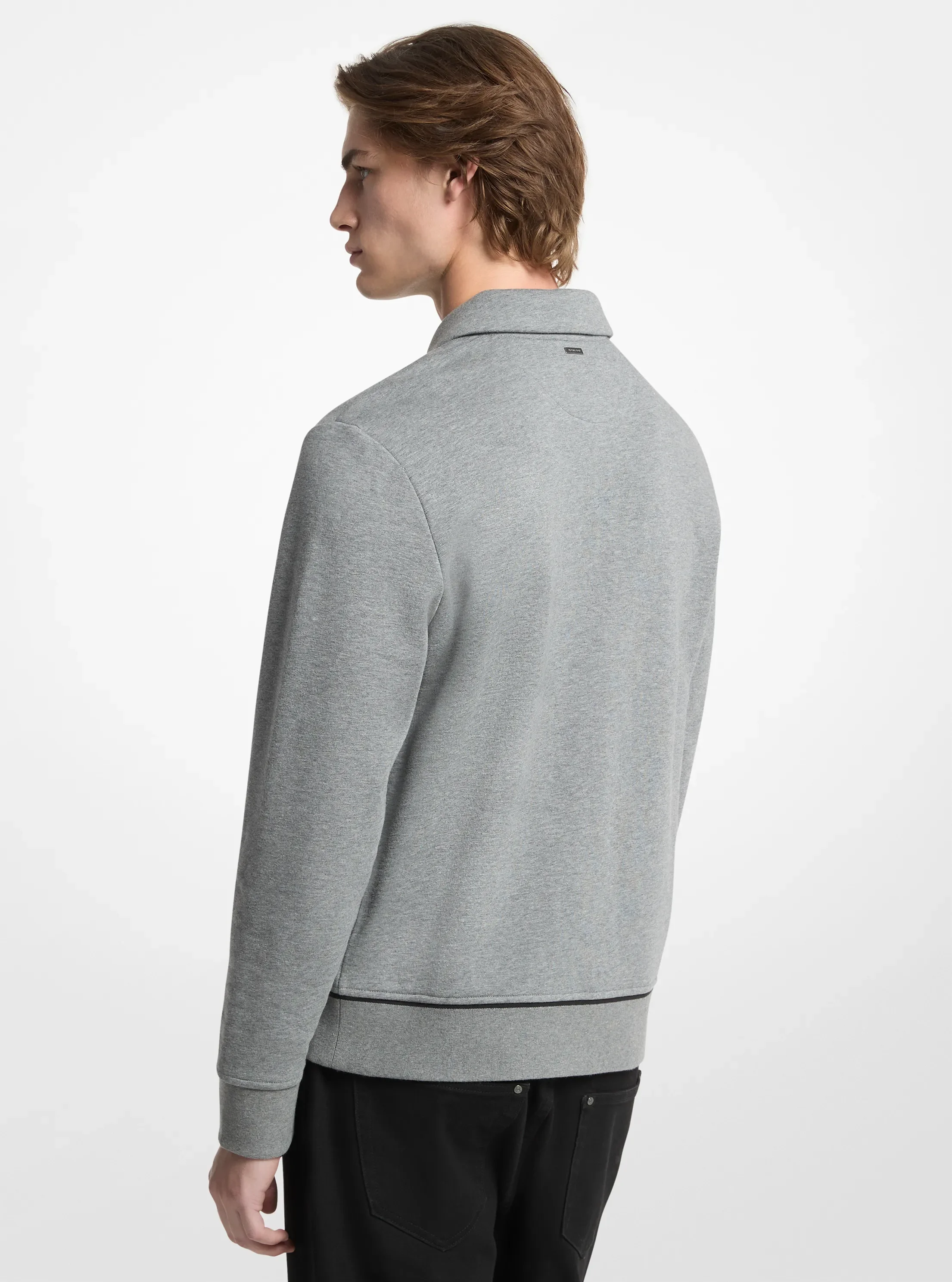 Мужской свитер Michael Kors Terry Cotton Blend Polo Sweater, цвет: Пепельный — фото 2