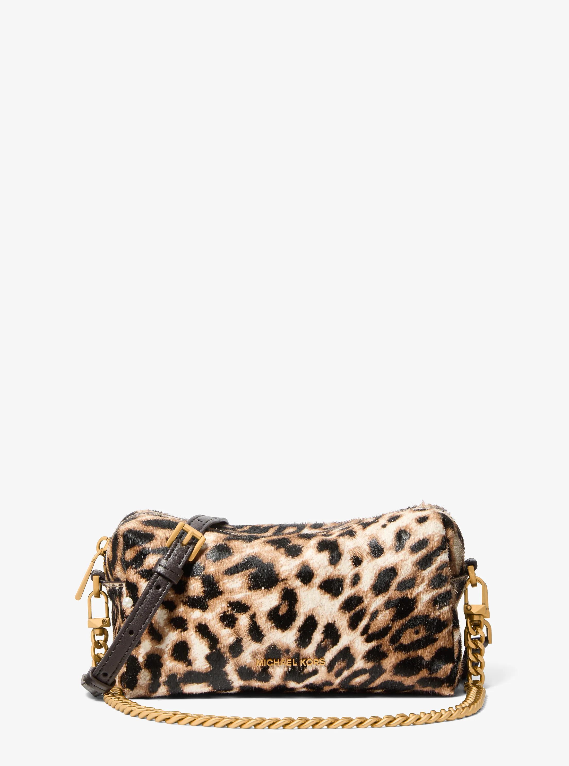 Bryant Small Leopard Print Calf Hair Convertible Crossbody Bag in BURNT KHAKI | Michael Kors