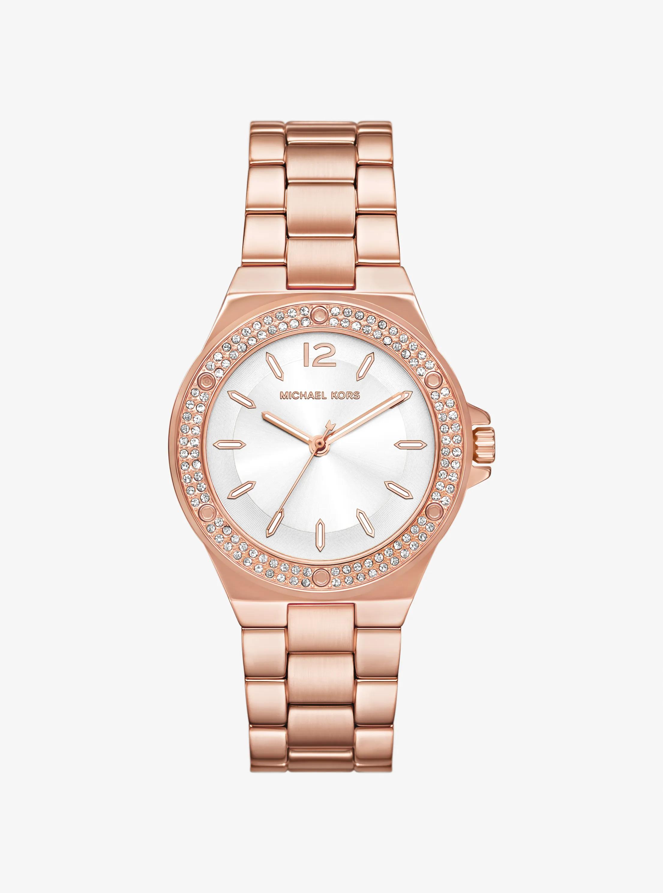 Lennox Pav&eacute; Rose Gold-Tone Watch in DORADO ROSA | Michael Kors