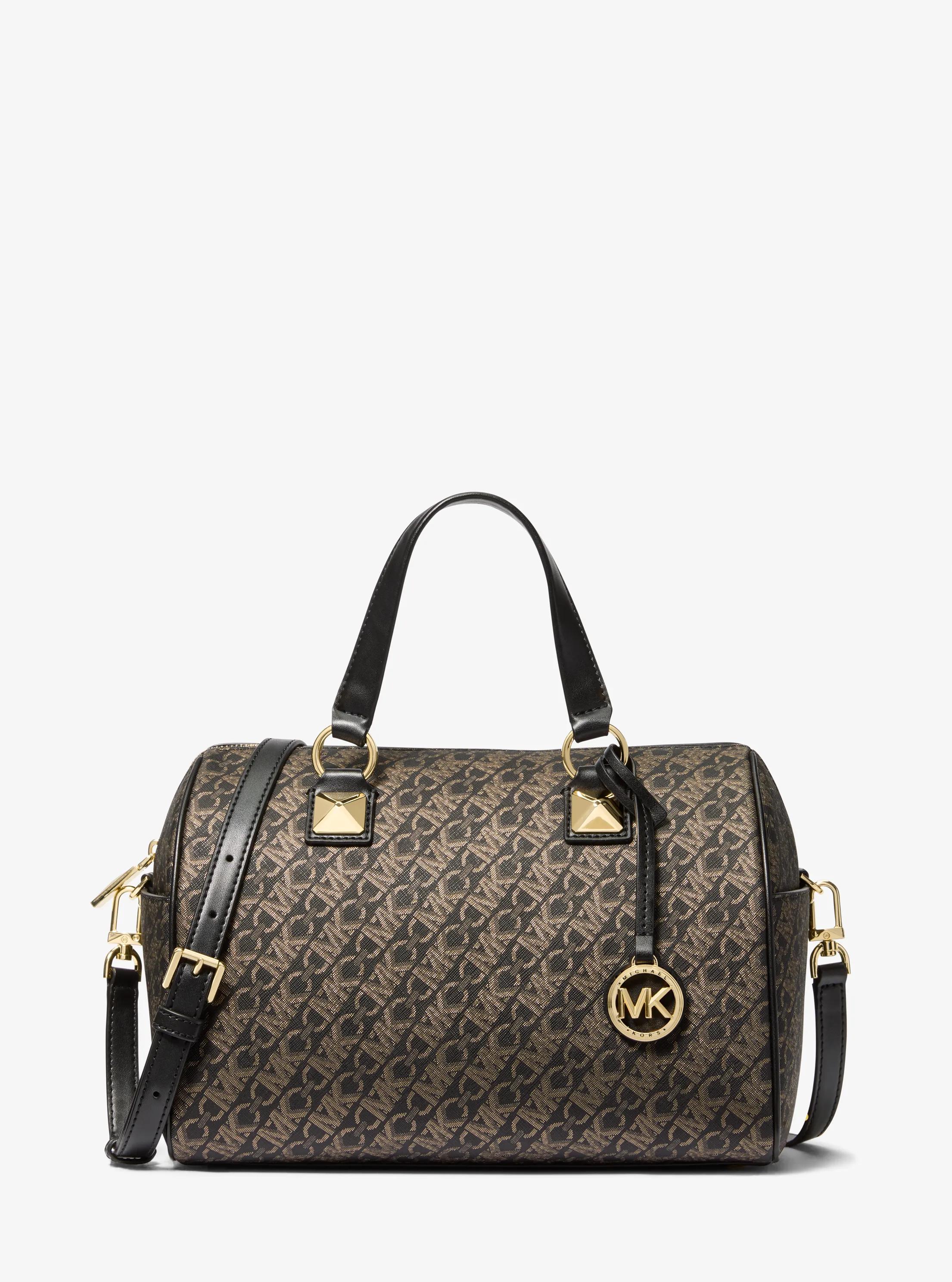 Grayson Medium Metallic Empire Signature Logo Satchel