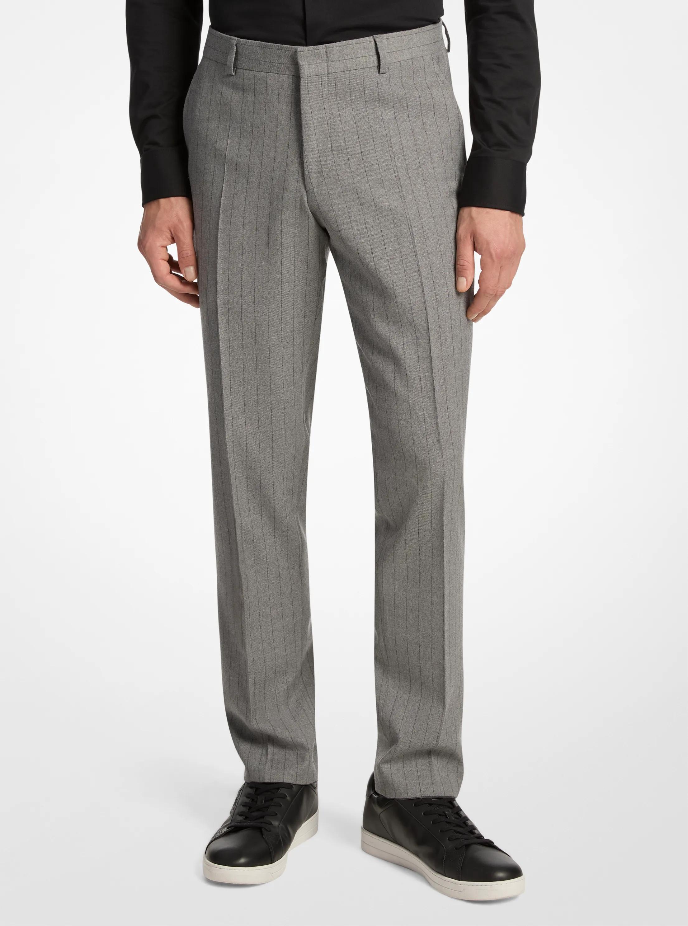 Pantal&oacute;n slim-fit de mezcla de lana el&aacute;stica con raya diplom&aacute;tica