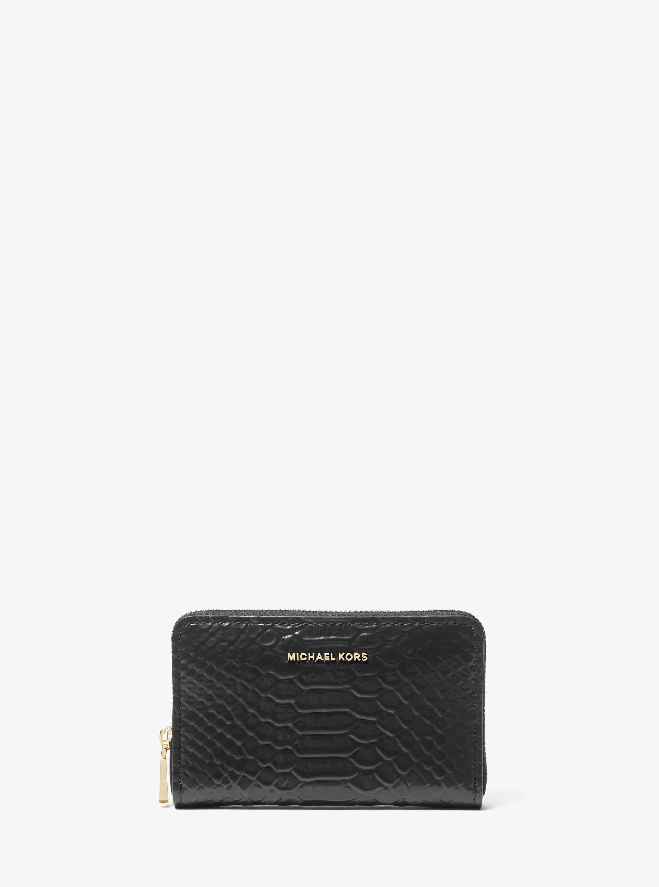 Cartera Jet Set peque&ntilde;a de piel con motivo de serpiente en relieve in NEGRO | Michael Kors