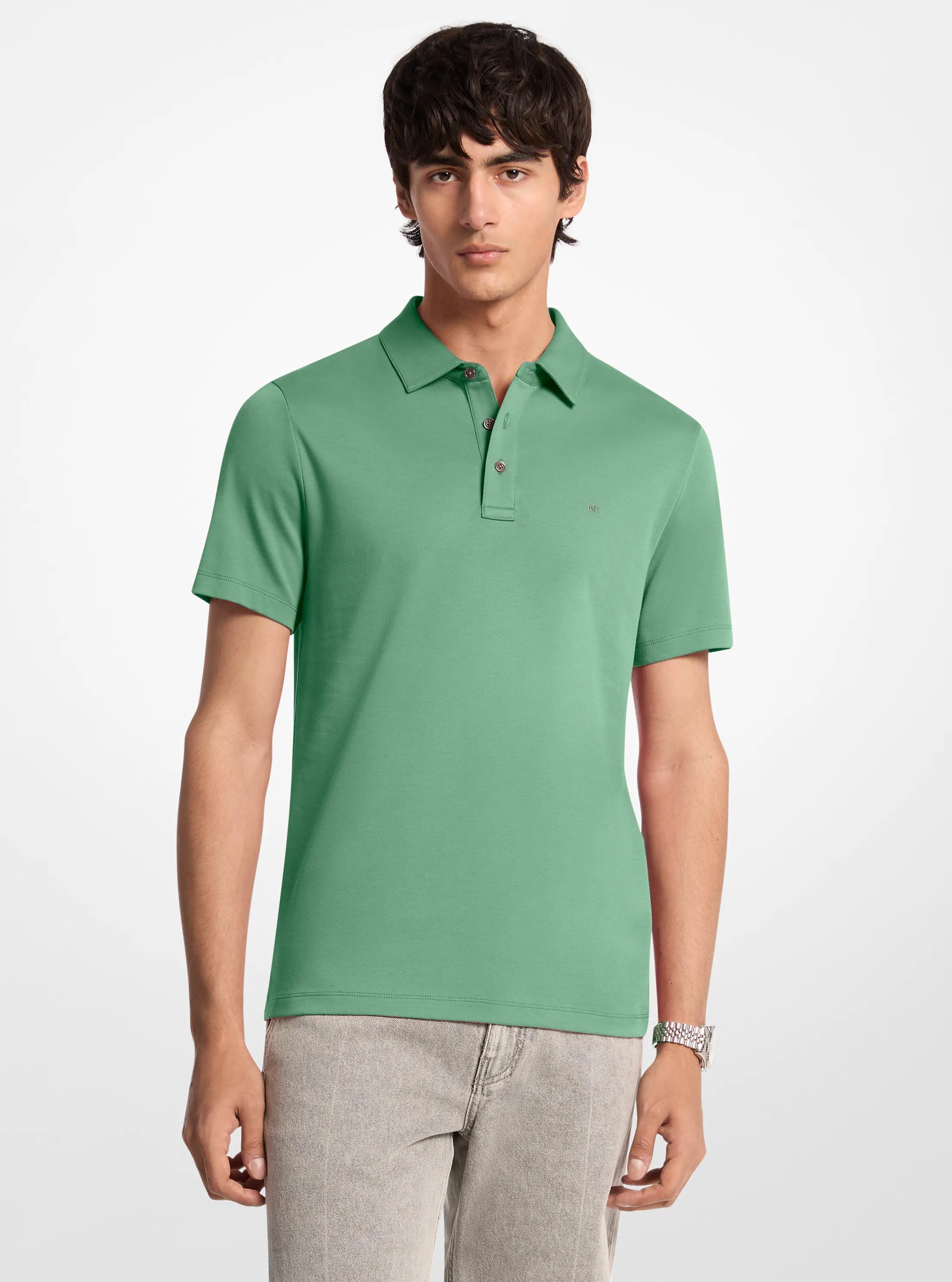 Embroidered Logo Cotton Polo Shirt in PINE GREEN | Michael Kors