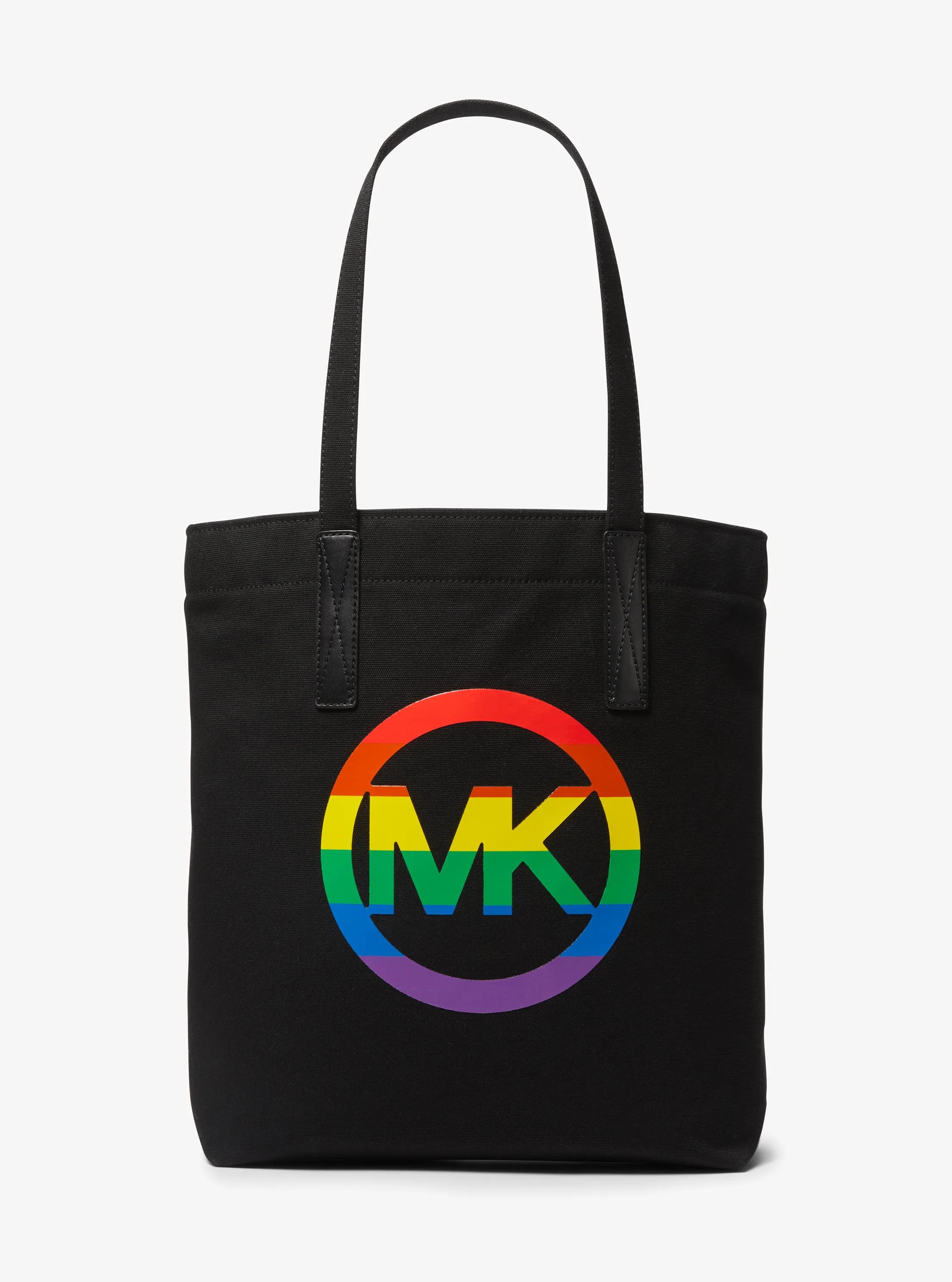 PRIDE Rainbow Logo Cotton Tote Bag in BLACK | Michael Kors