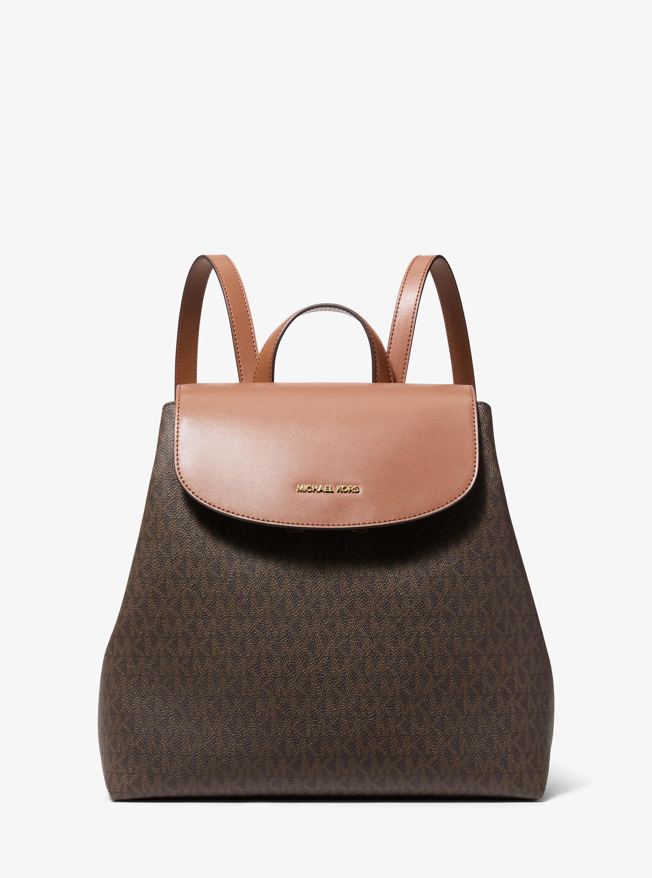 Maya Medium Signature Logo Backpack in BROWN | Michael Kors