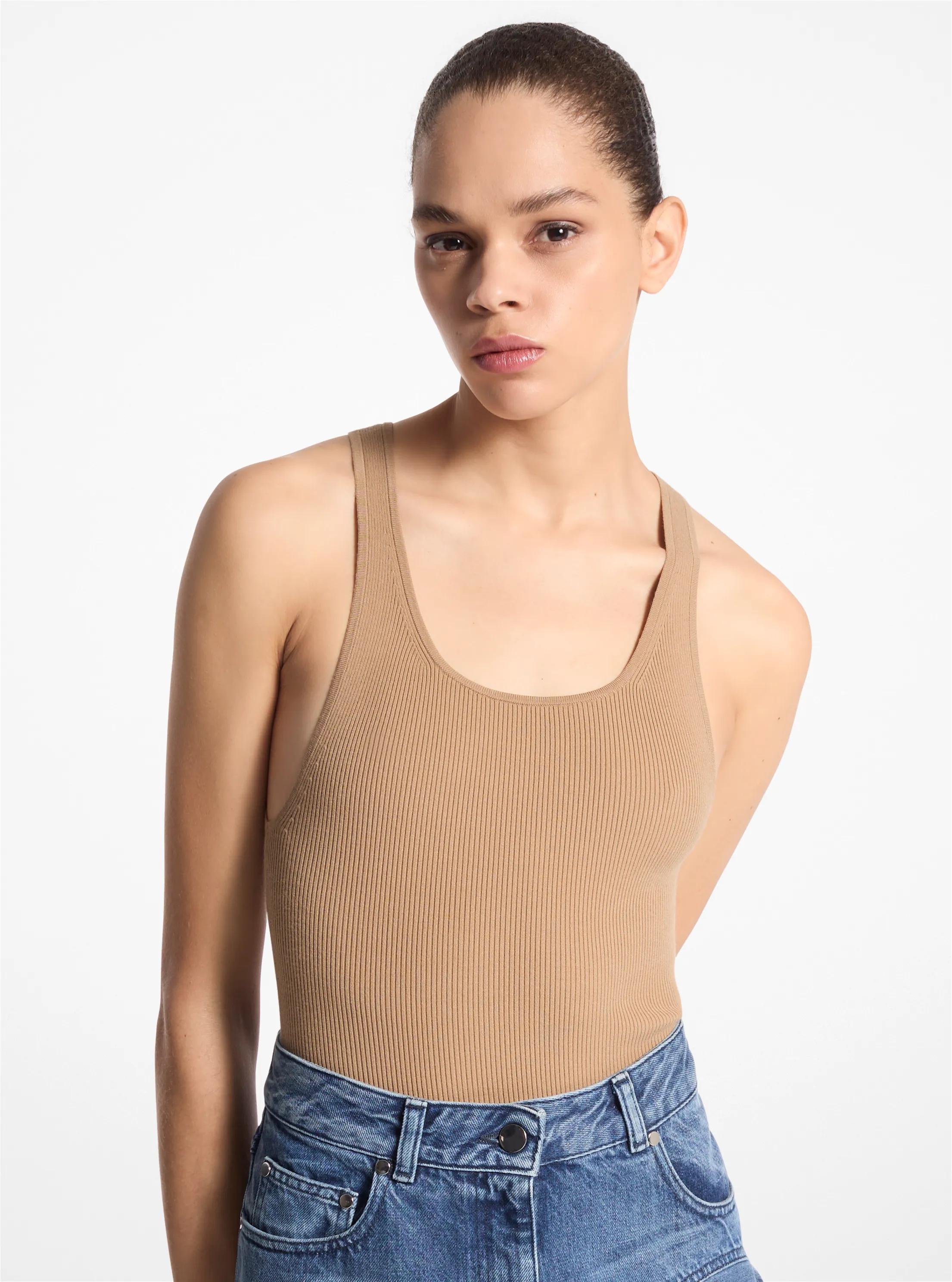 Stretch Viscose Bodysuit in CAPPUCCINO | Michael Kors