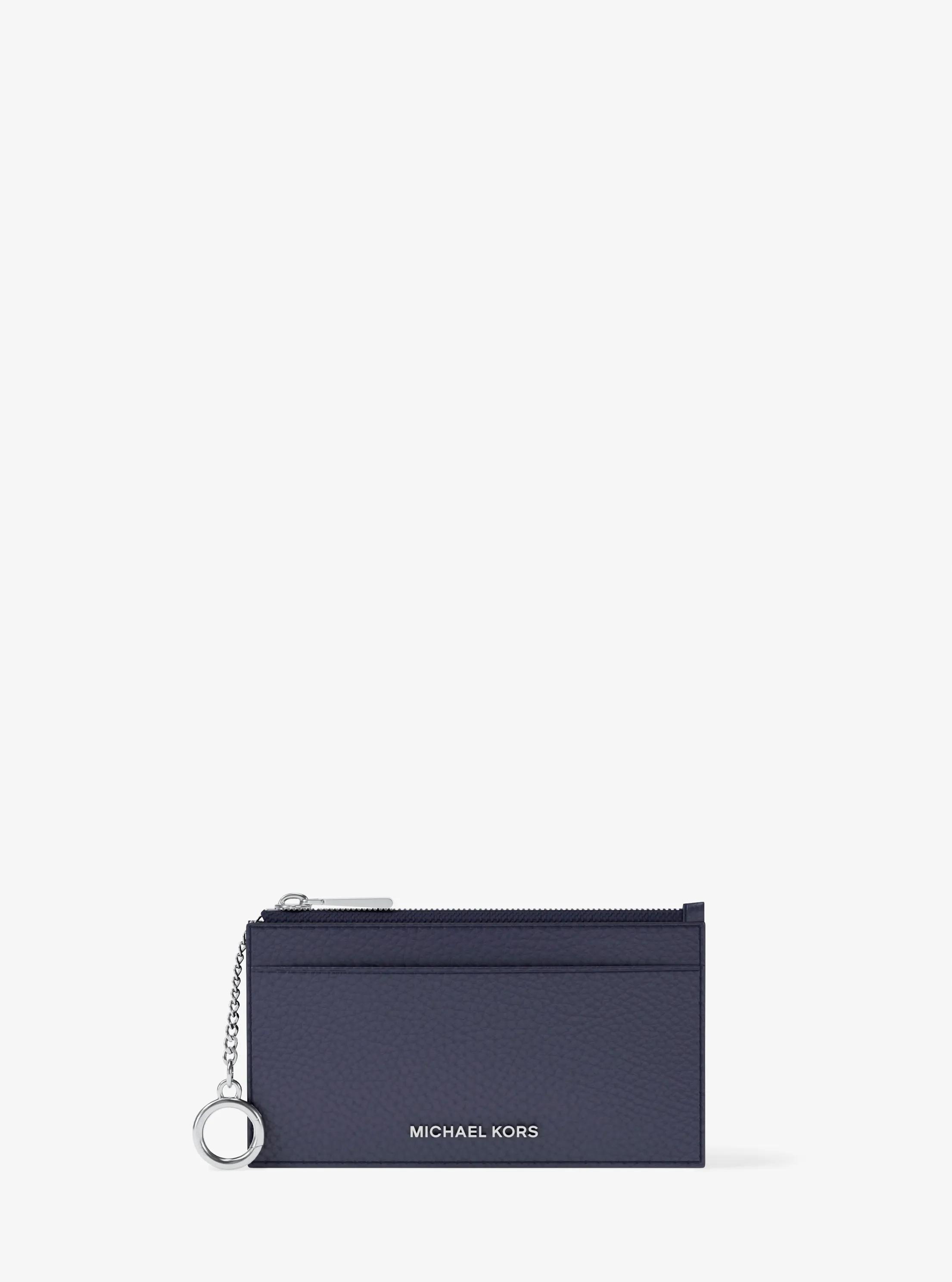 MK Petit porte-cartes Jet Set en cuir grainé - Bleu - Michael Kors