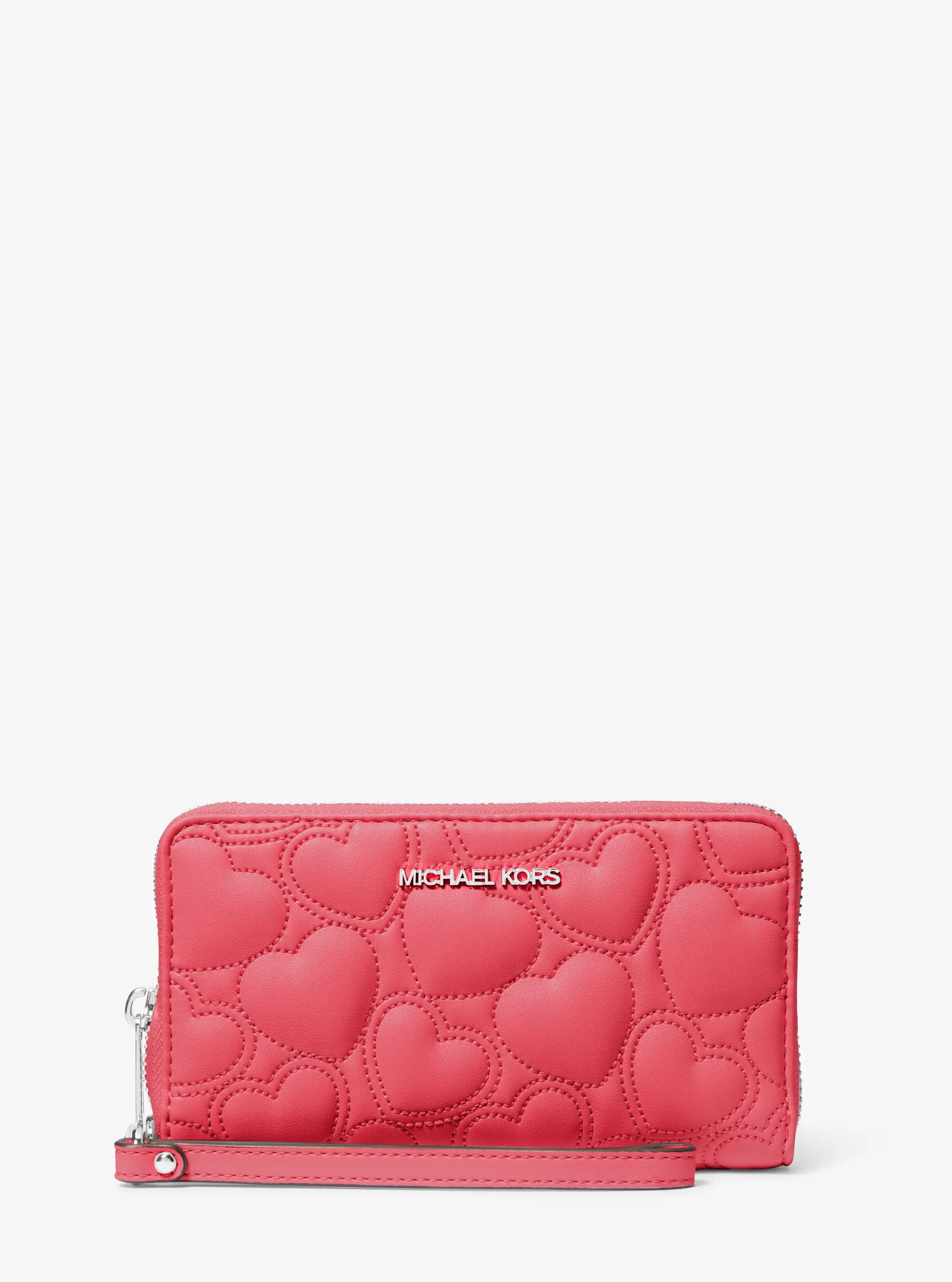 Jet Set Large Heart Embroidered Smartphone Wristlet in HIBISCUS