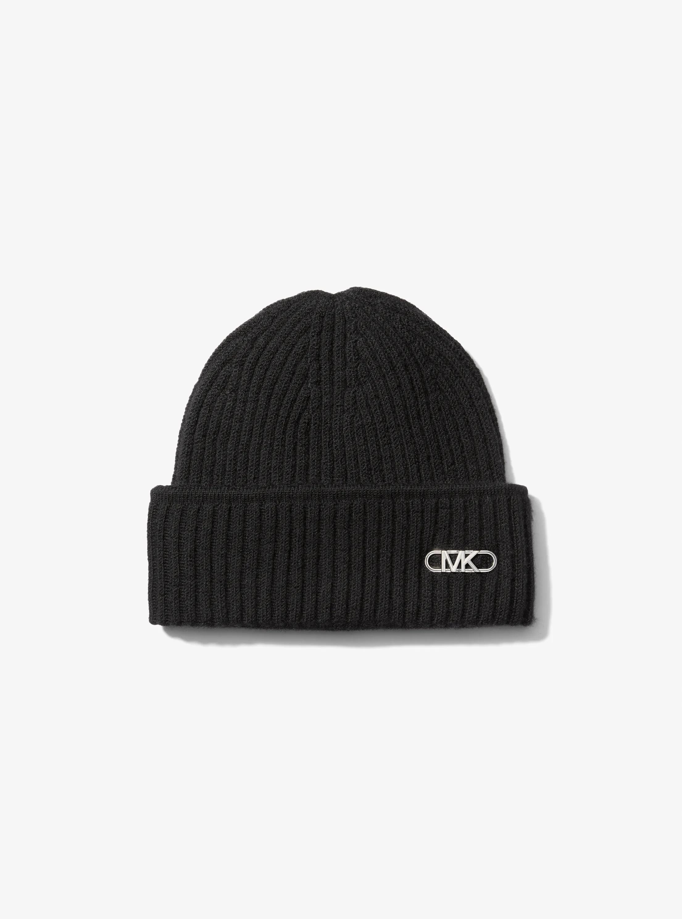 Ribbed Stretch Wool Beanie Hat in BLACK | Michael Kors