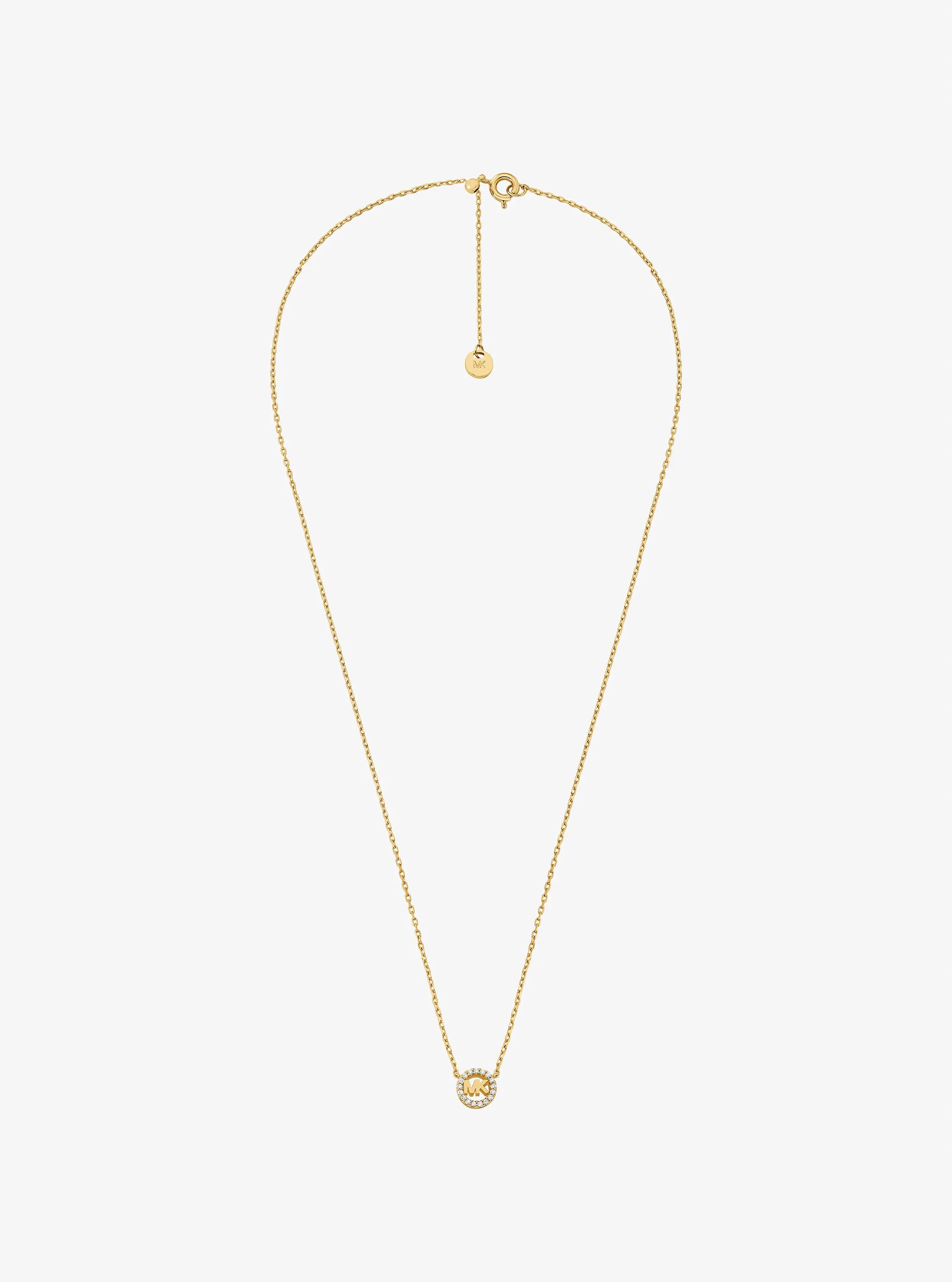 Pav&eacute; Logo Charm Necklace in GOLD | Michael Kors