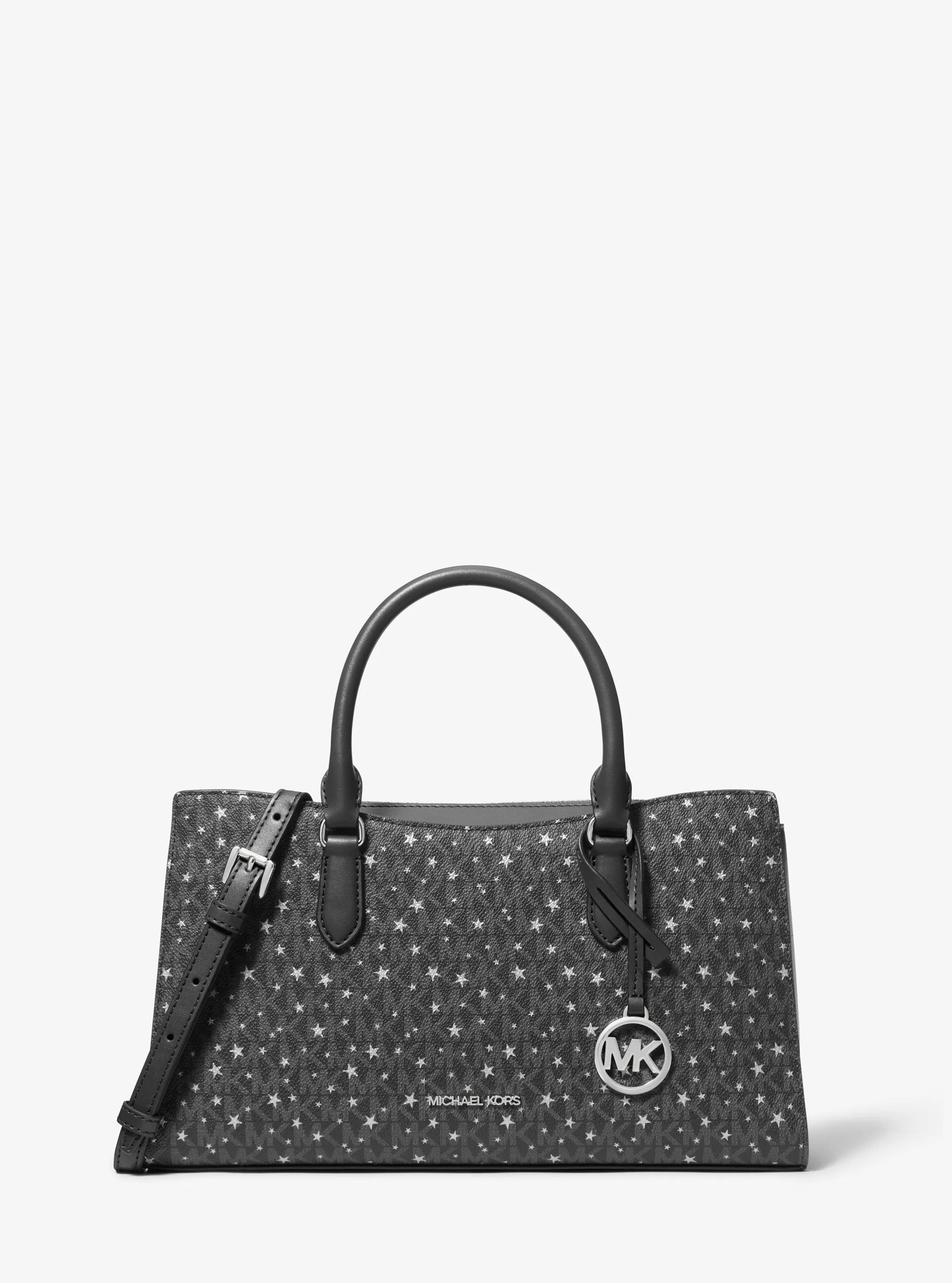 Arden Medium Printed Signature Logo Satchel in BLACK | Michael Kors