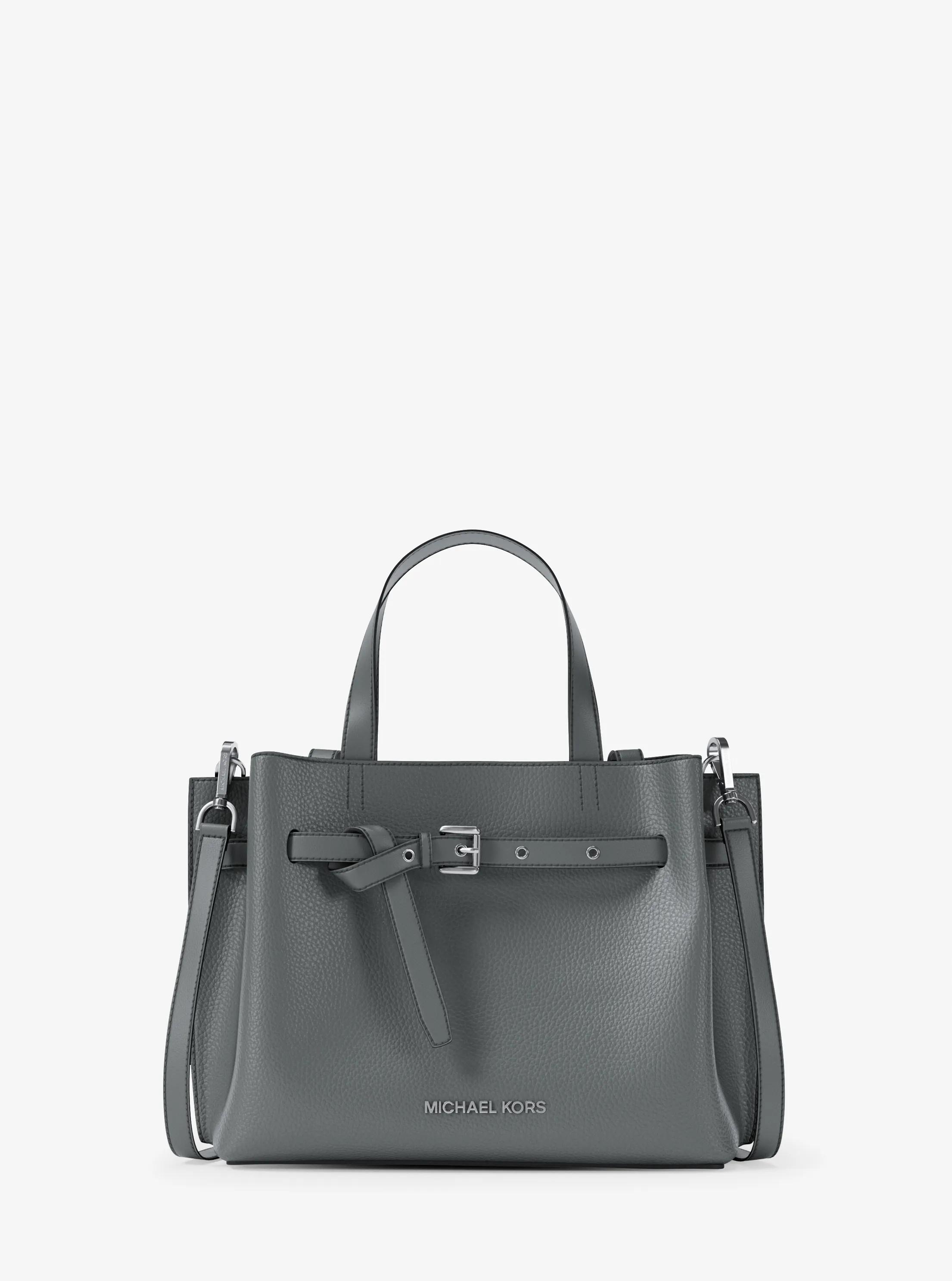 Emilia Small Pebbled Leather Satchel in STORM | Michael Kors
