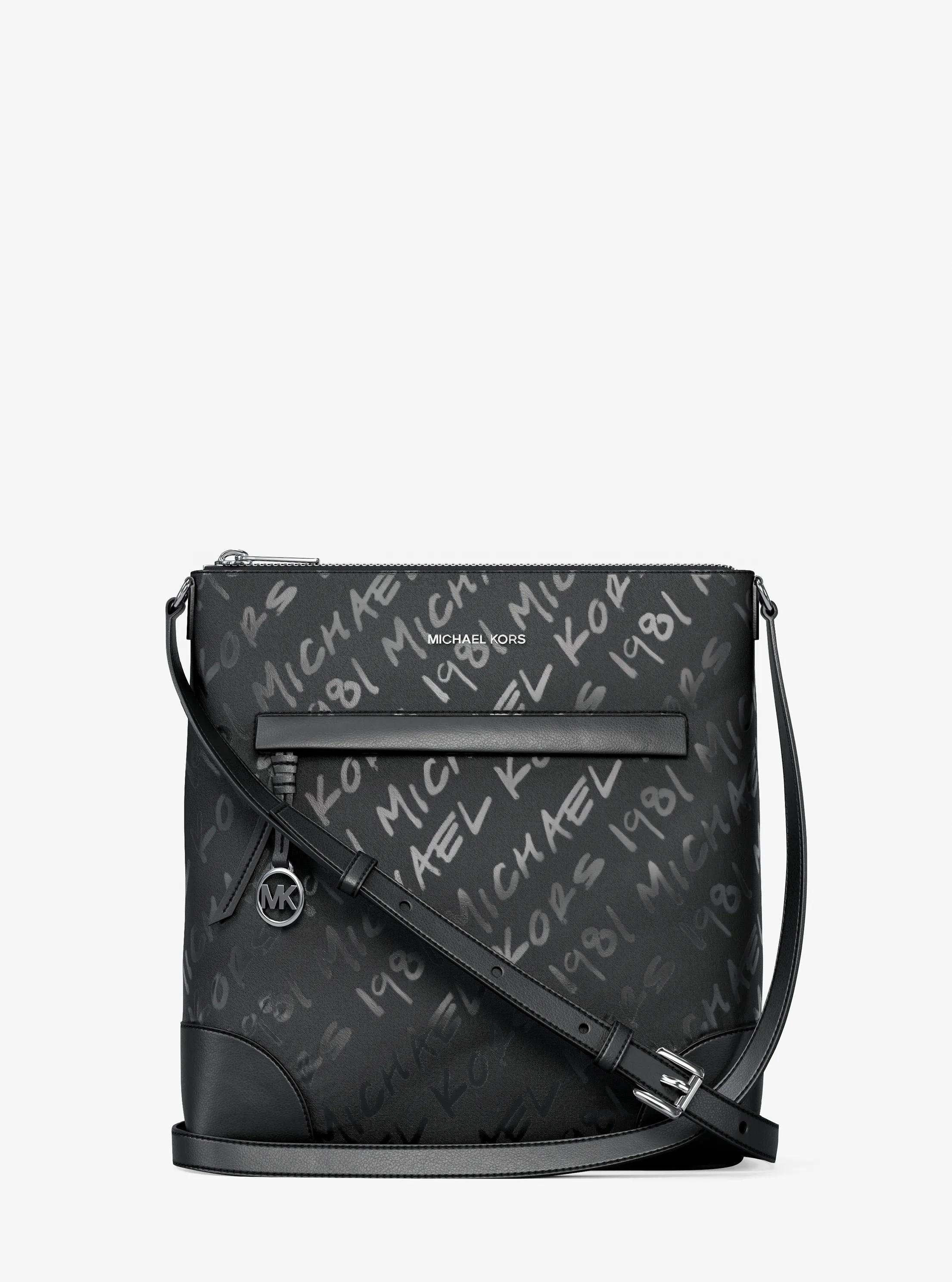 Prescott Small Logo Printed Nylon Crossbody Bag in BLACK | Michael Kors