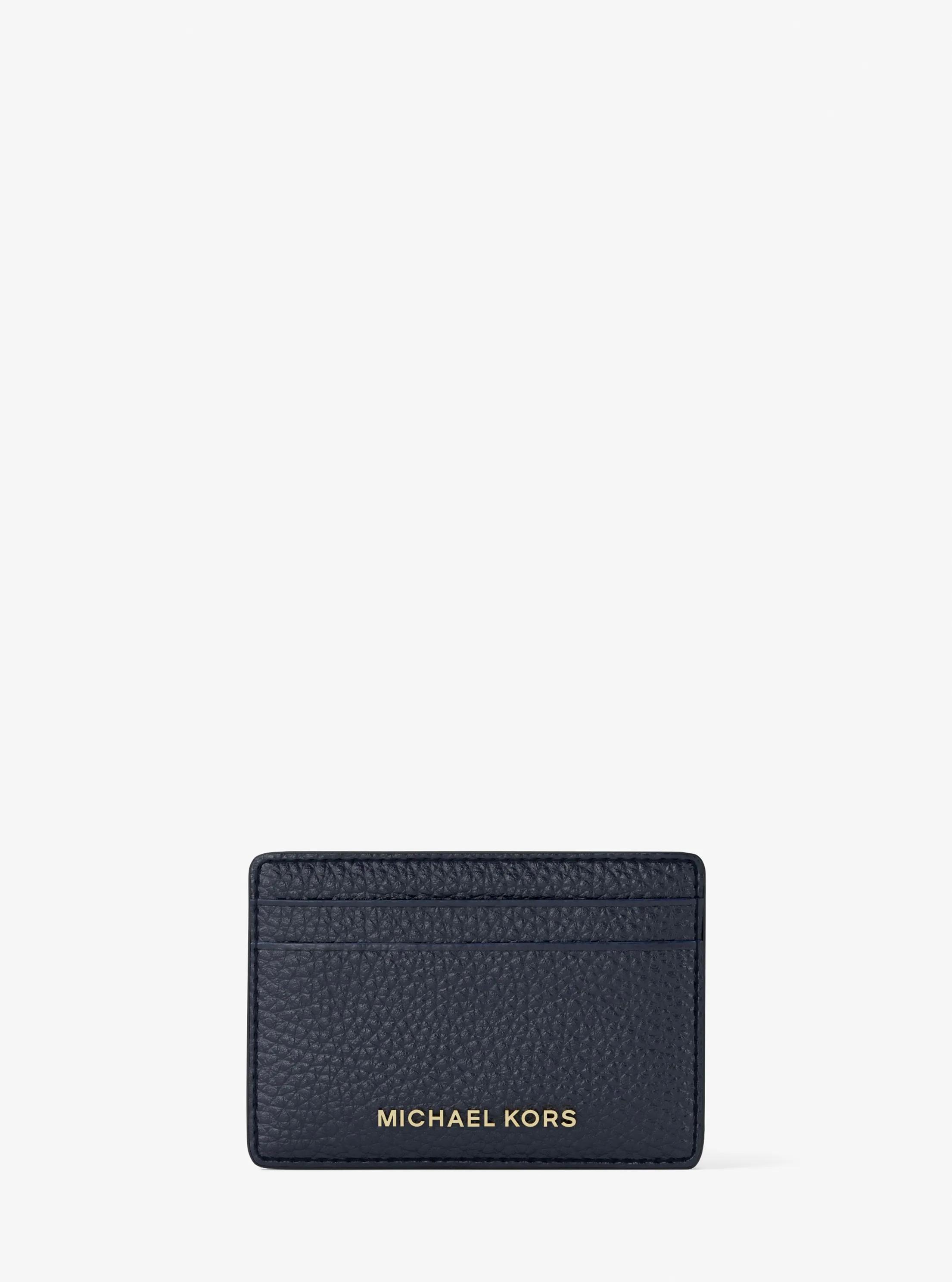 MK Porte-cartes en cuir grainé - Bleu - Michael Kors