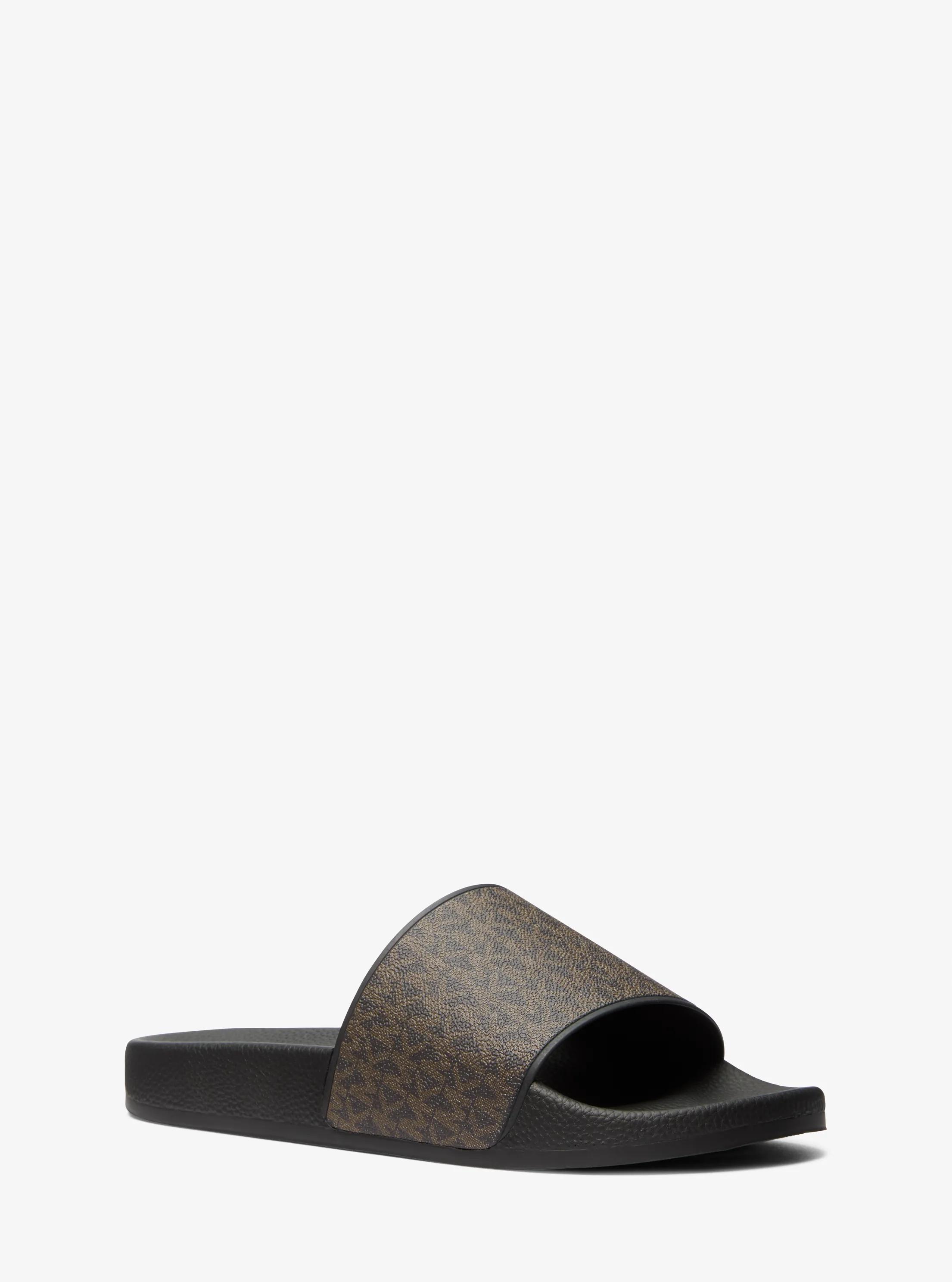 Dawson Signature Logo Slide Sandal in BROWN/BLK | Michael Kors