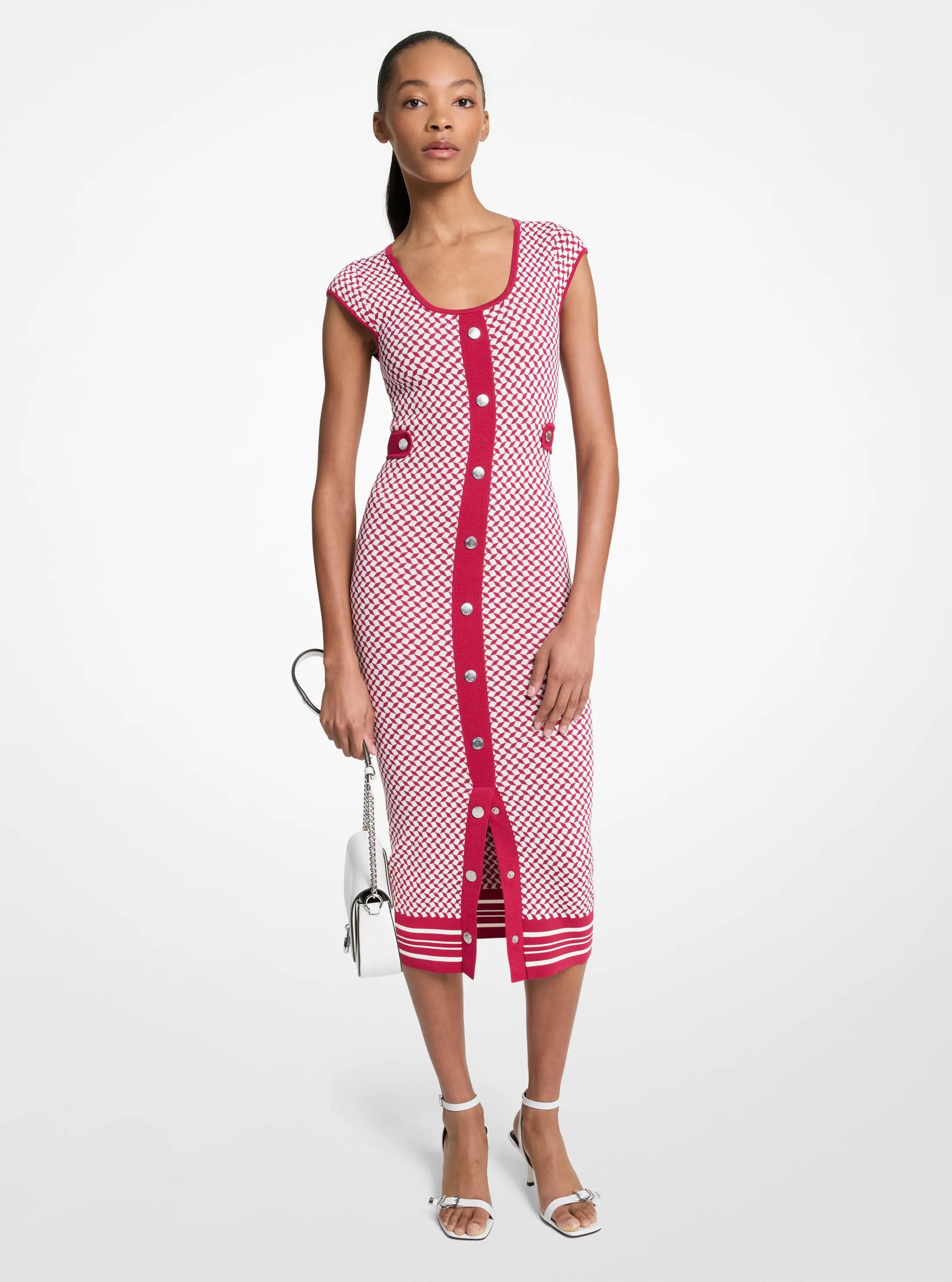 Tile Jacquard Midi Dress in DARKRASPBERRY | Michael Kors