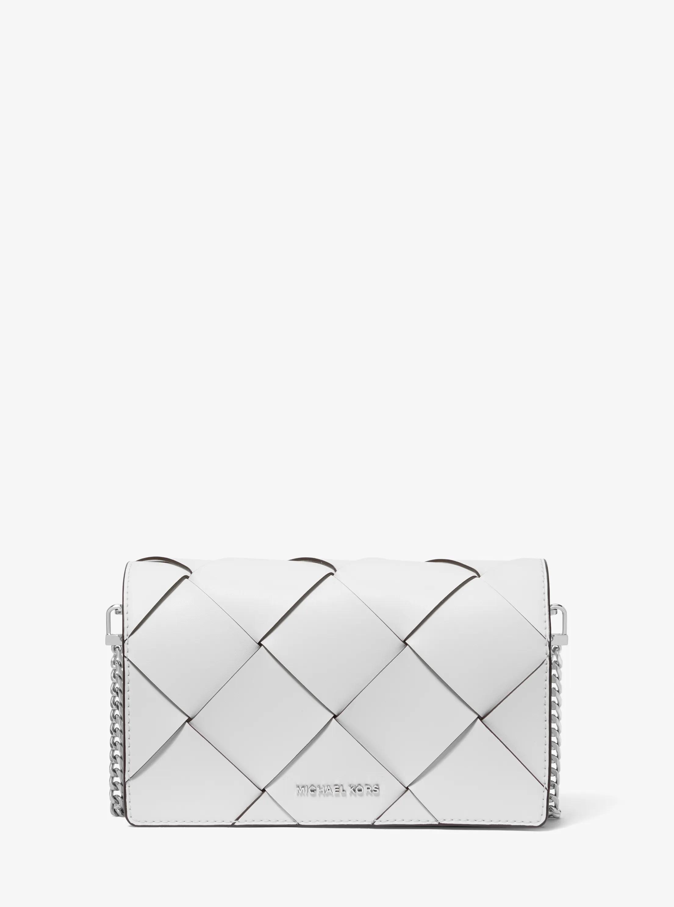 Bandolera Jet Set mediana de piel tejida in BLANCO INTENSO | Michael Kors