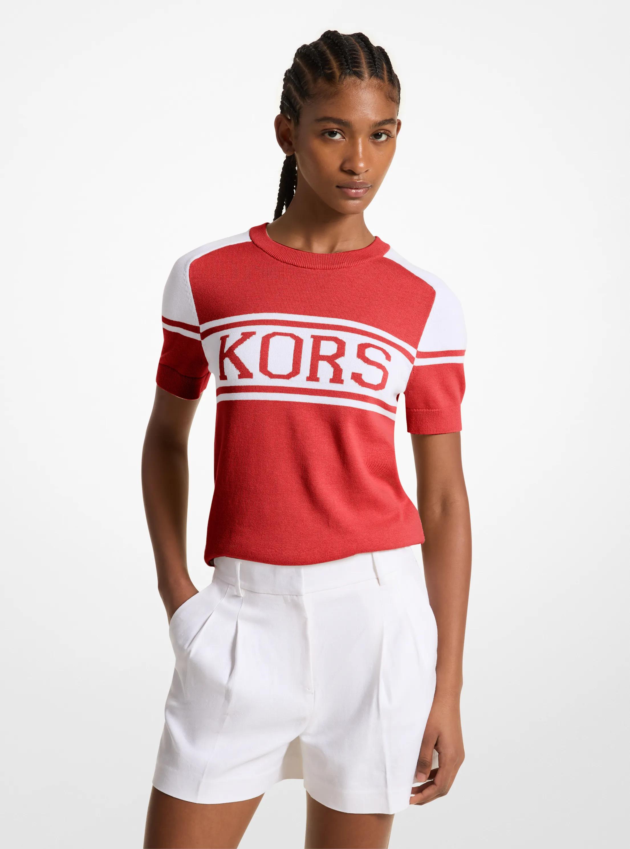 Chandail &agrave; manches courtes en m&eacute;lange de coton KORS in CRAMOISI | Michael Kors