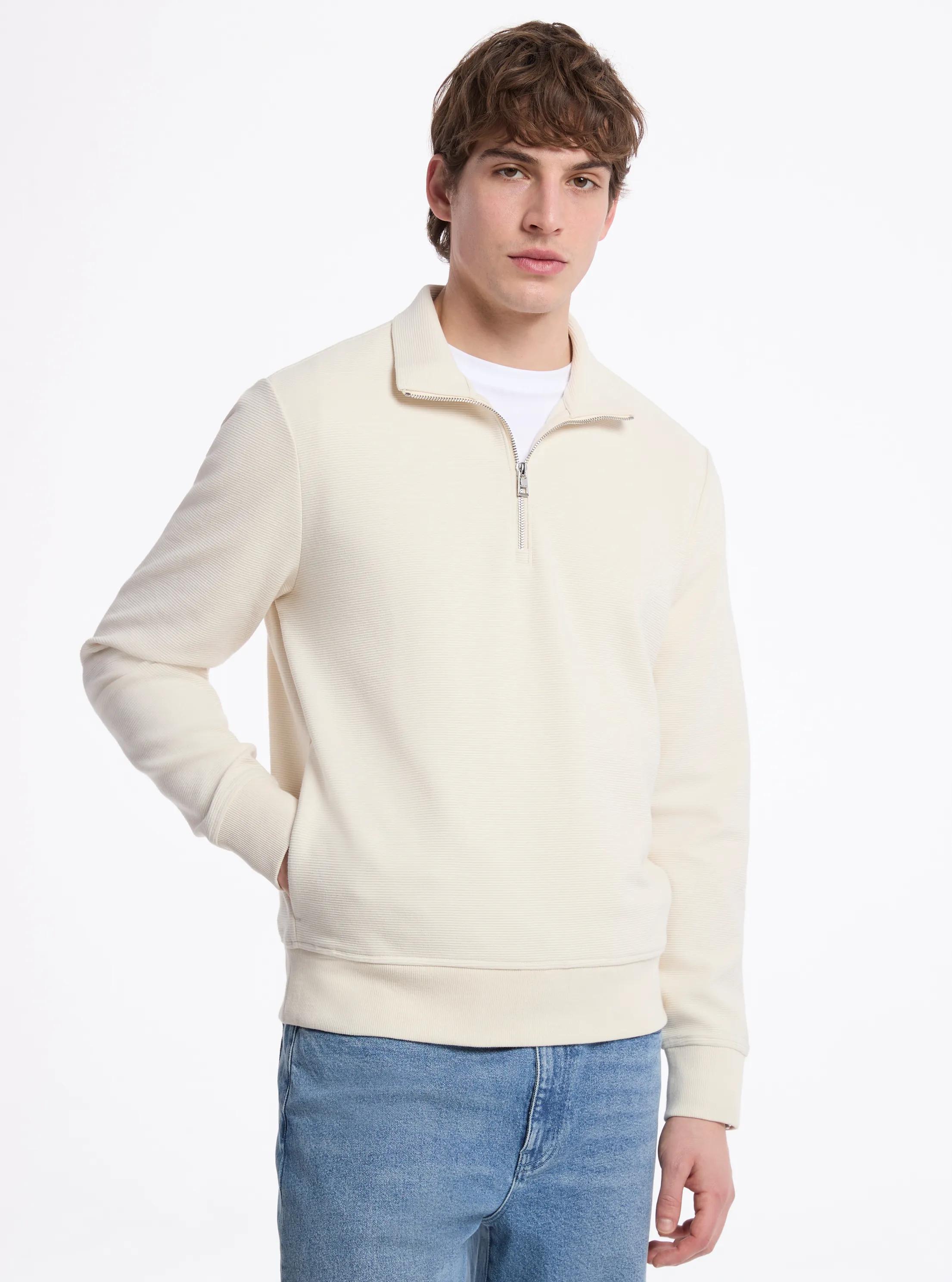 Cotton Blend Half-Zip Sweater in SOFT ECRU - Sale | Michael Kors [US]