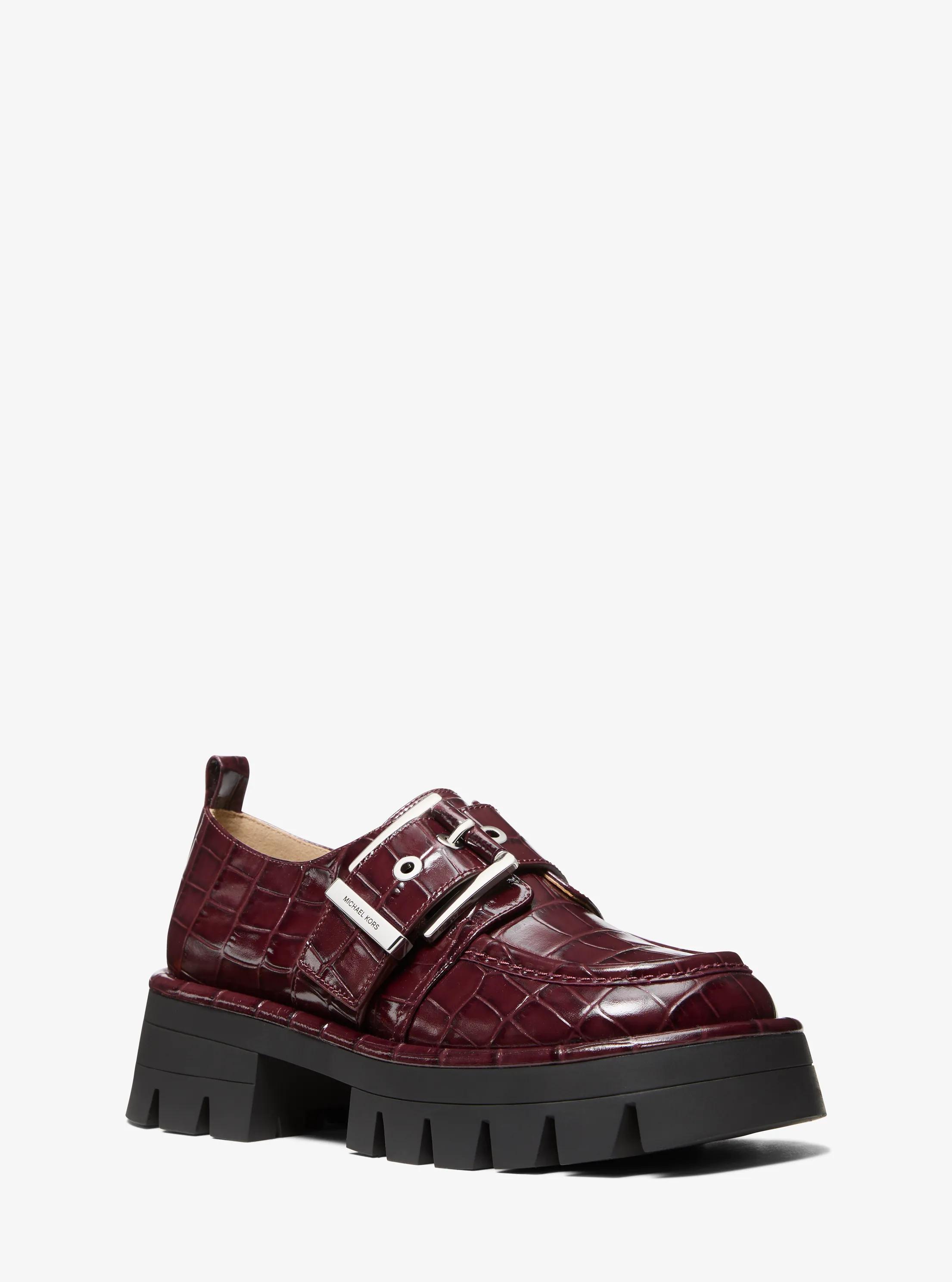 MK Loafer Colby van leer met krokodillenprint in reliëf - Rood - Michael Kors