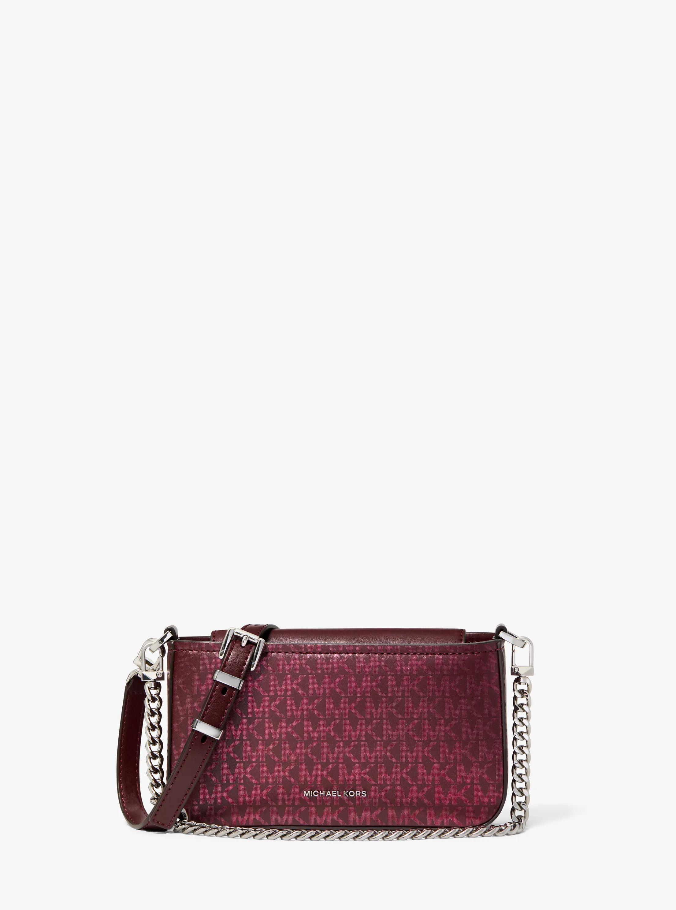 Bryant Small Metallic Signature Logo Convertible Pochette in OXBLOOD | Michael Kors