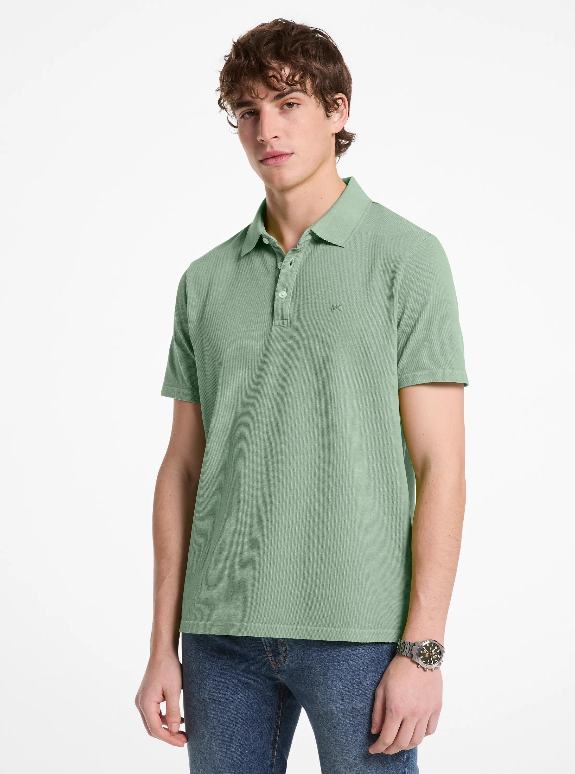 Cotton Piqu&eacute; Polo Shirt in SEA GREEN | Michael Kors