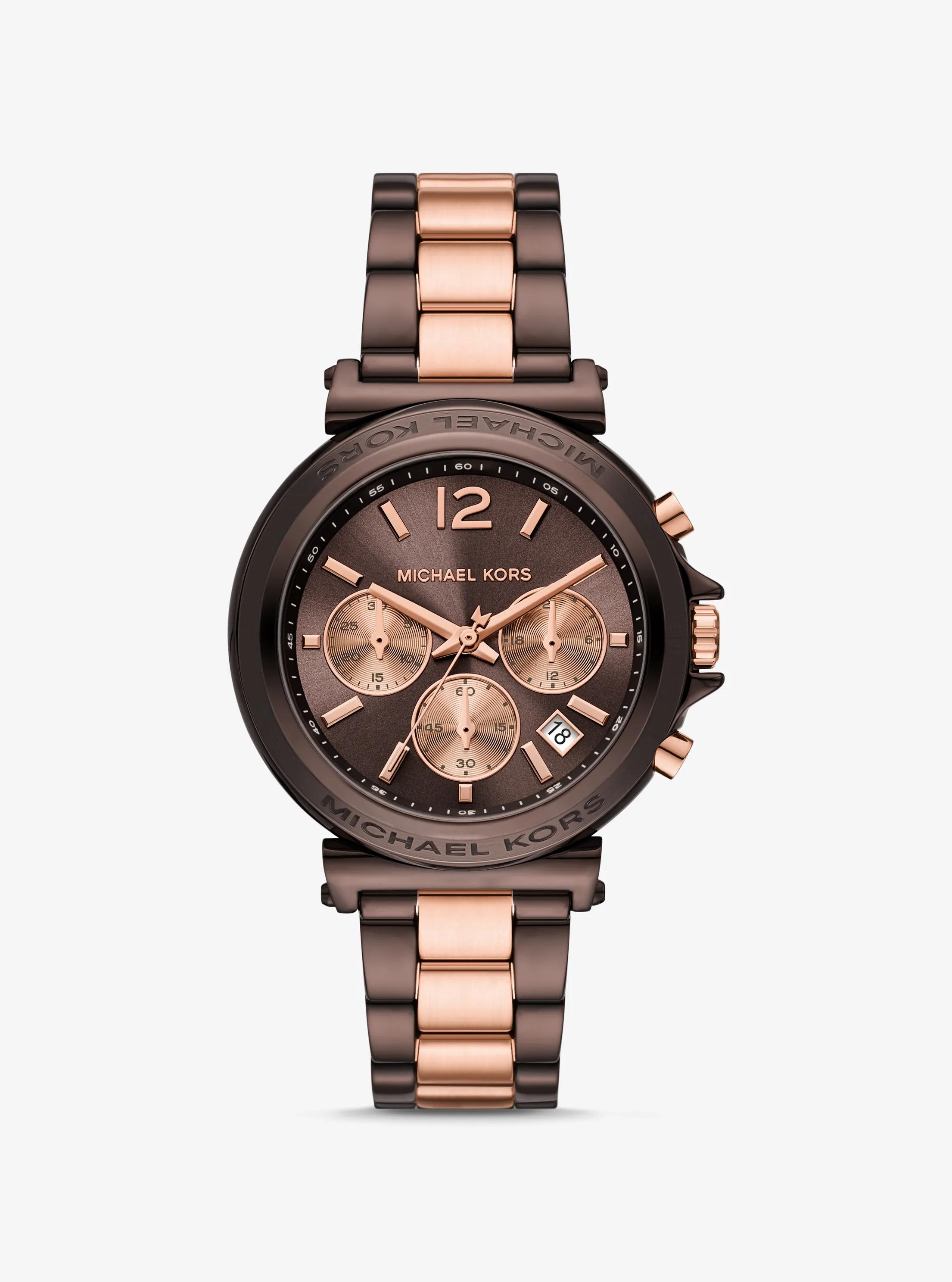 Oversized Maren Two-Tone Watch in CHOCOLATE | Michael Kors