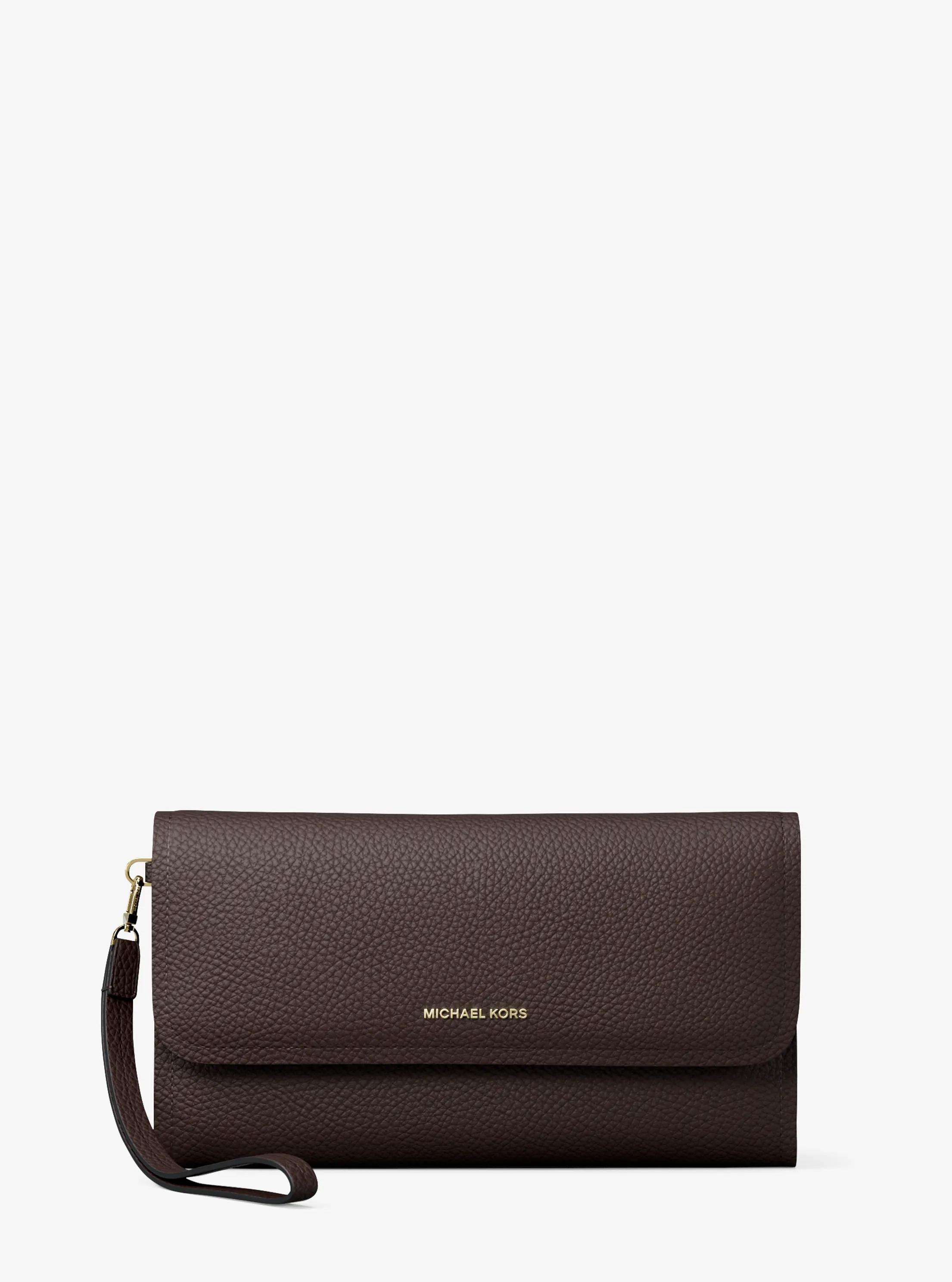 MK Pochette à sangle Jet Set pour smartphone de taille moyenne en cuir grainé - Marron - Michael Kors