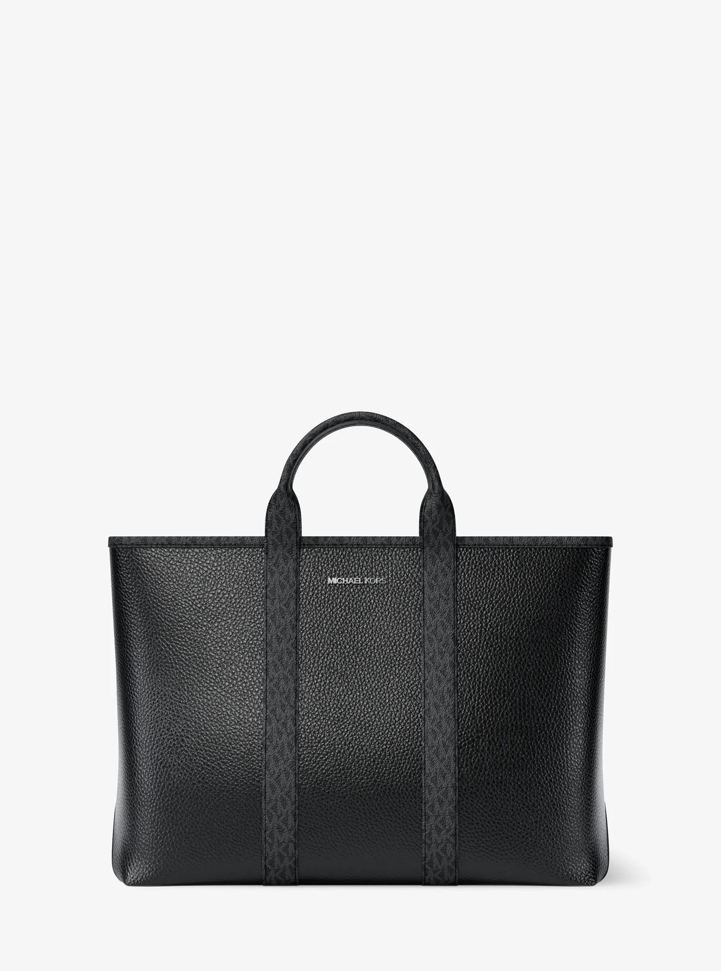 Sac fourre-tout Cooper de taille moyenne en cuir grain&eacute; &agrave; logo Signature in NOIR | Michael Kors