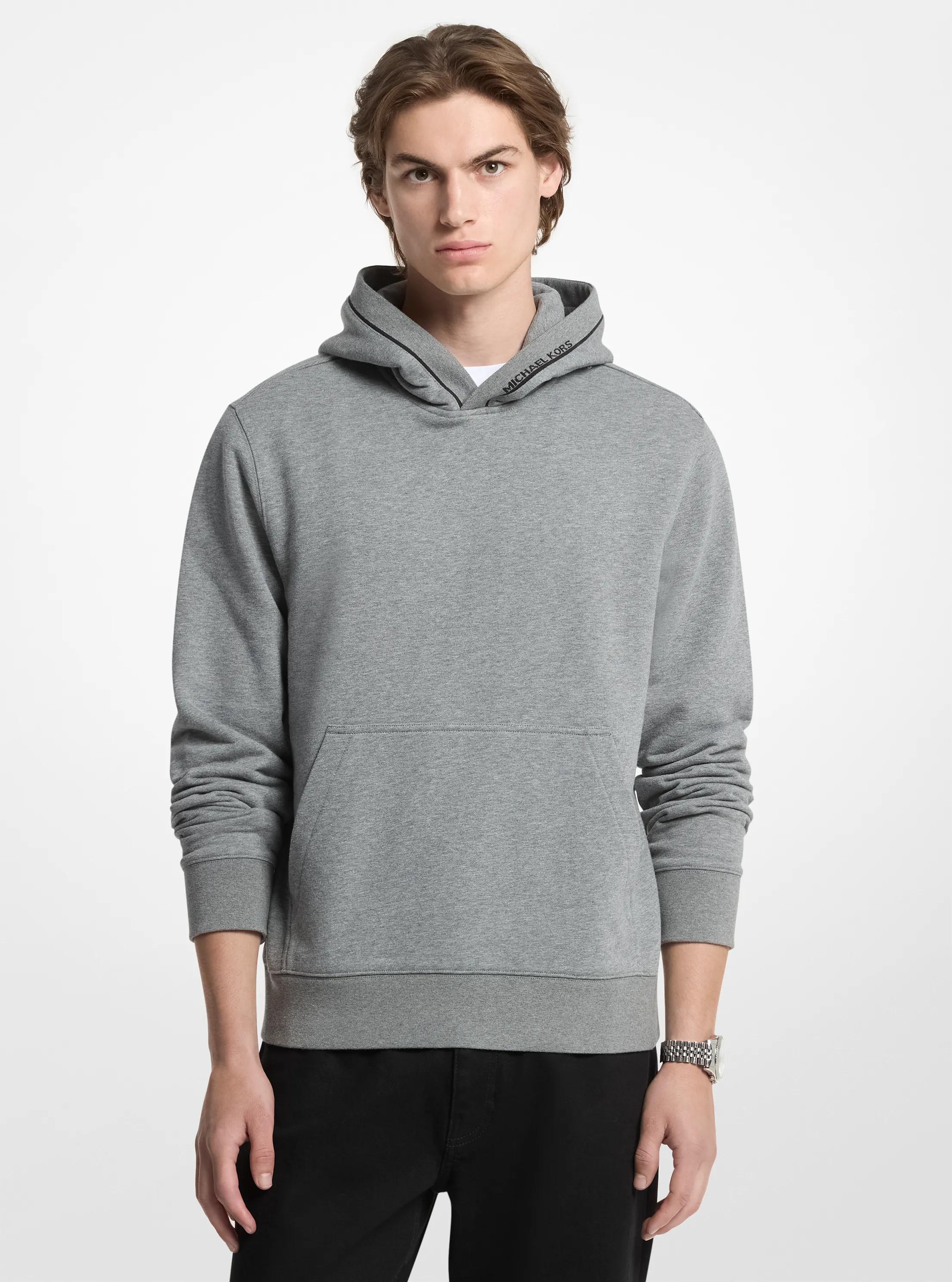 Logo Trim Cotton Blend Terry Hoodie in ASH | Michael Kors