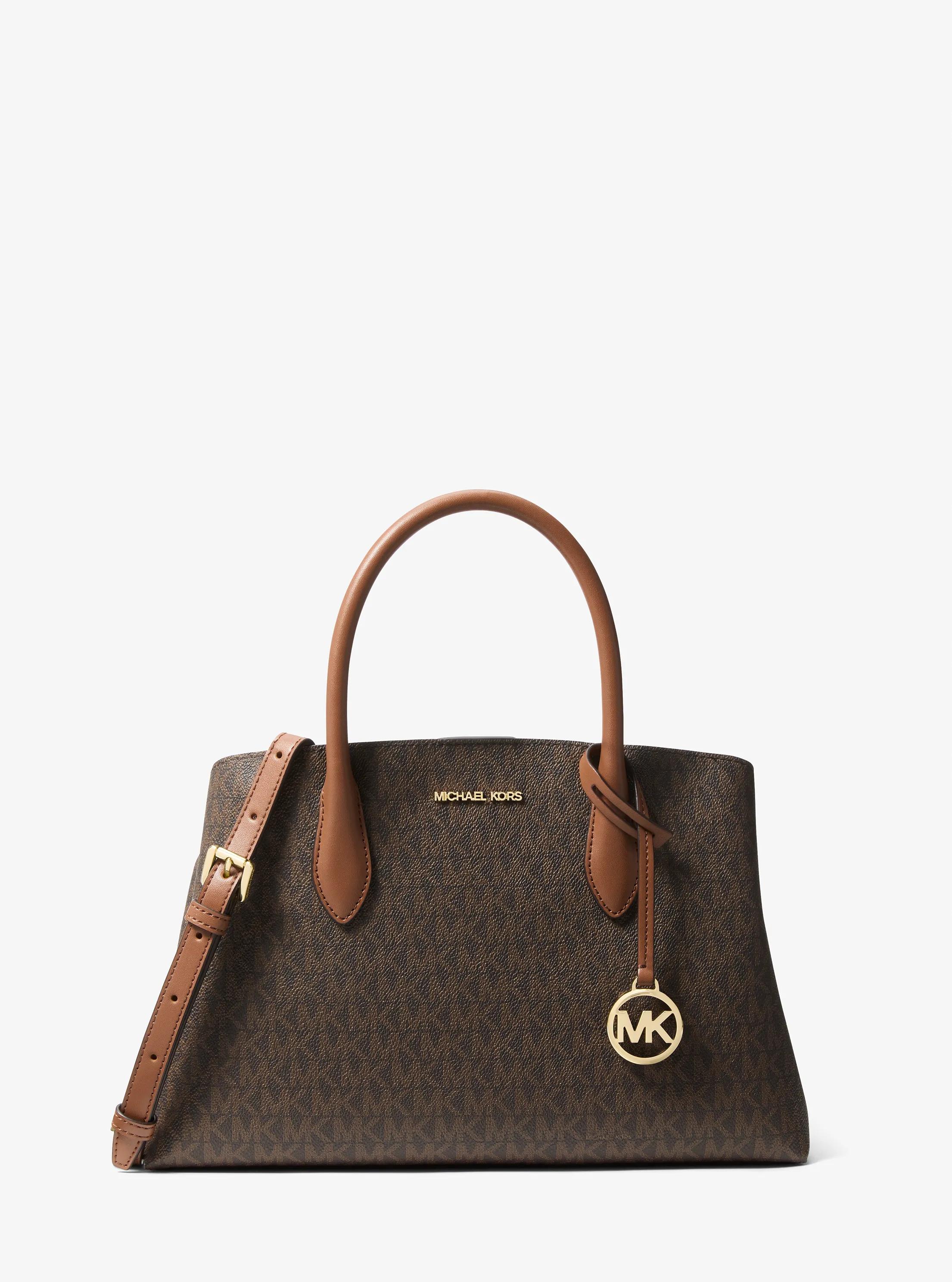 Maya Medium Signature Logo Satchel in BROWN | Michael Kors