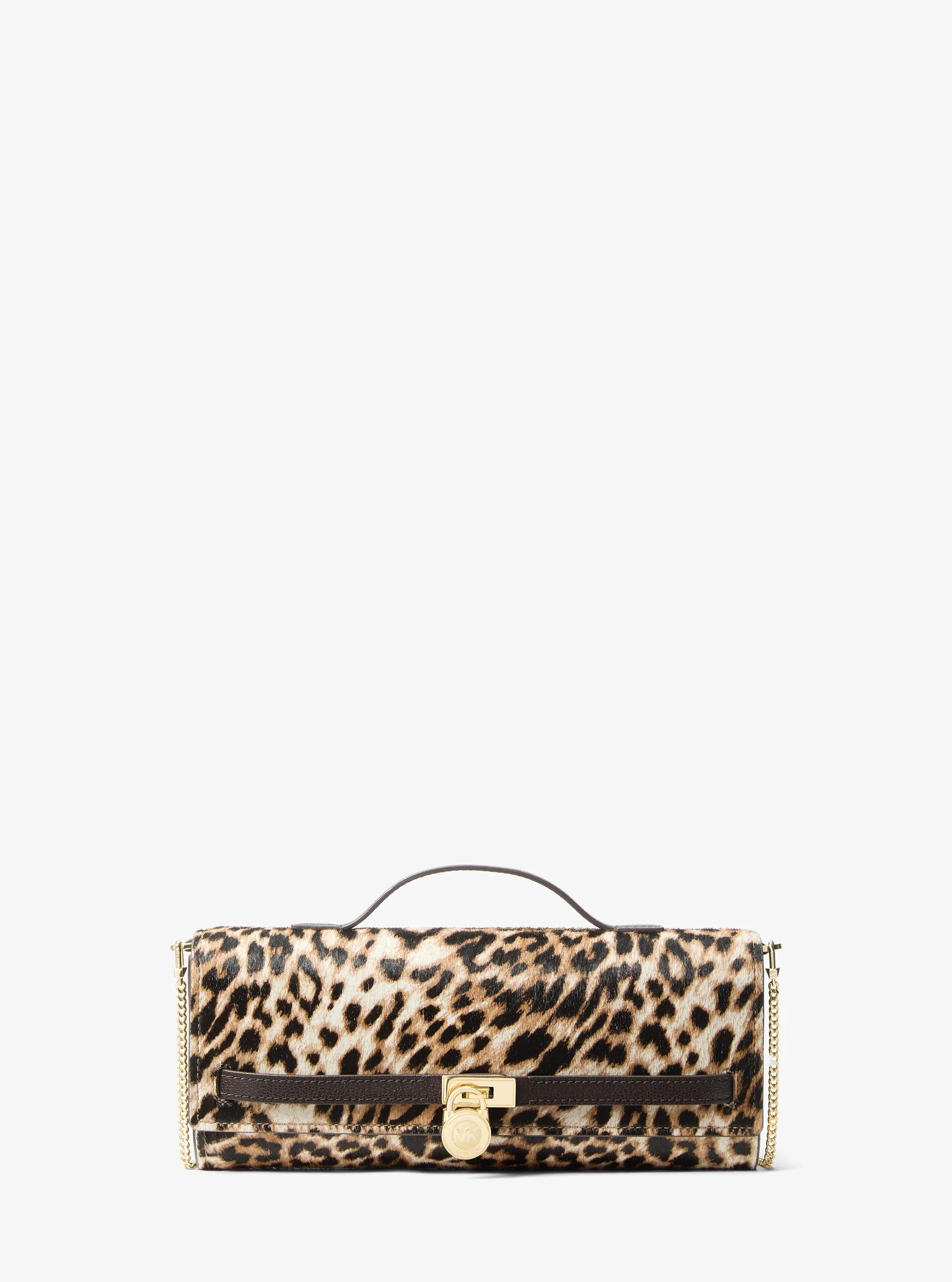 MK Pochette Hamilton convertible de taille moyenne en poils de vachette à imprimé léopard - Marron - Michael Kors