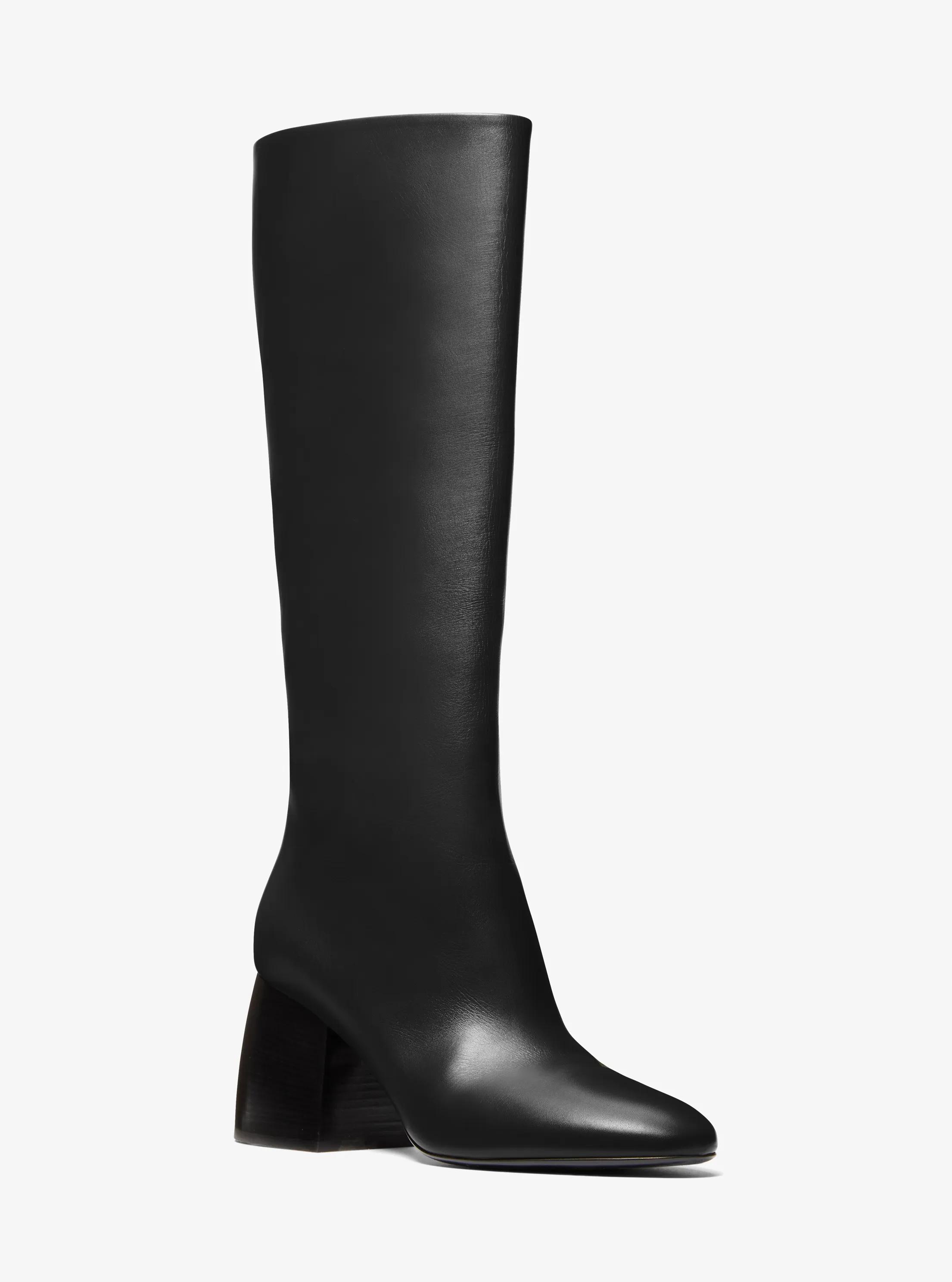 Kaitlin Leather Riding Boot in BLACK | Michael Kors