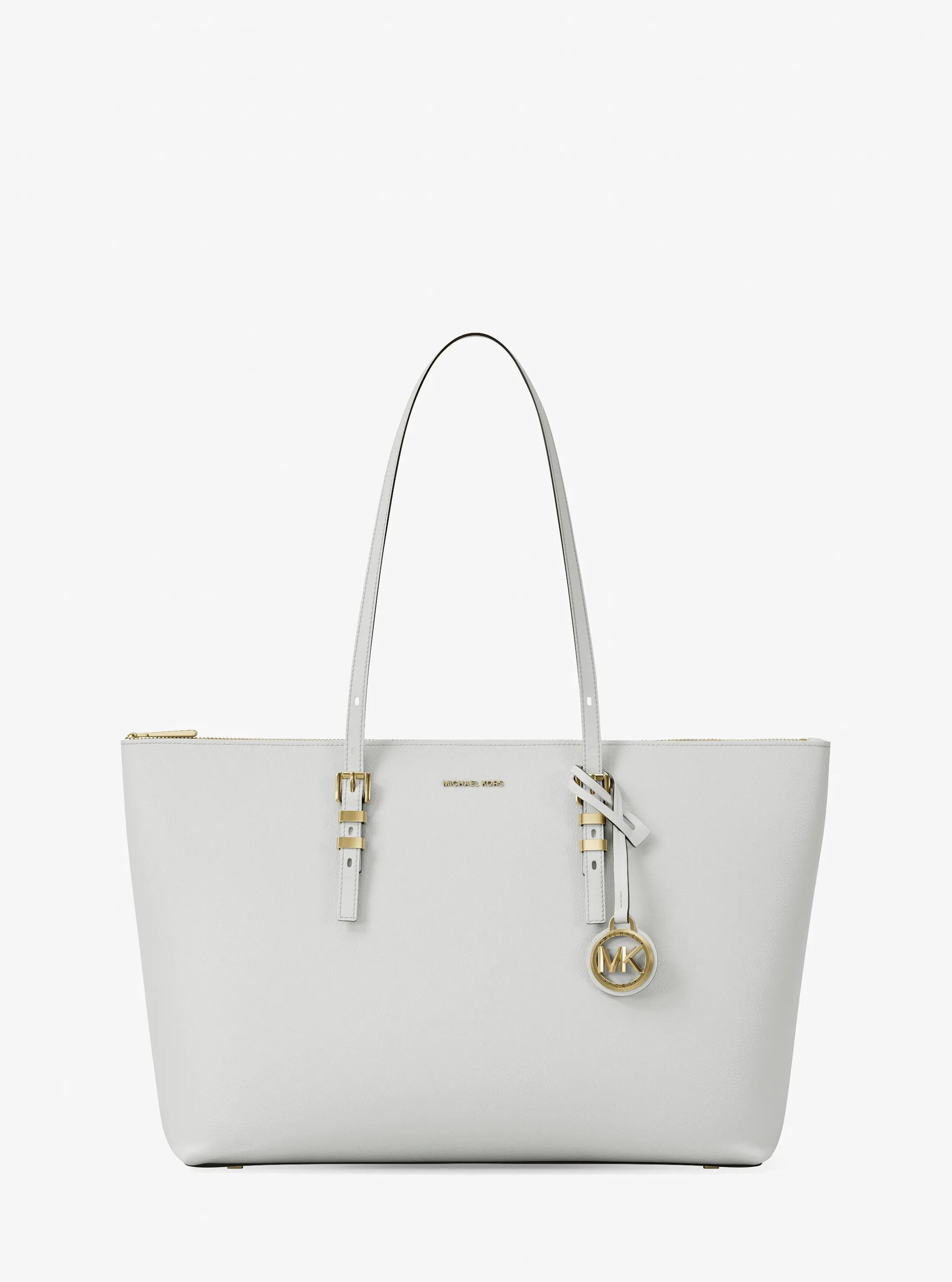 MK Quinn Large Pebbled Leather Tote Bag - Natural - Michael Kors