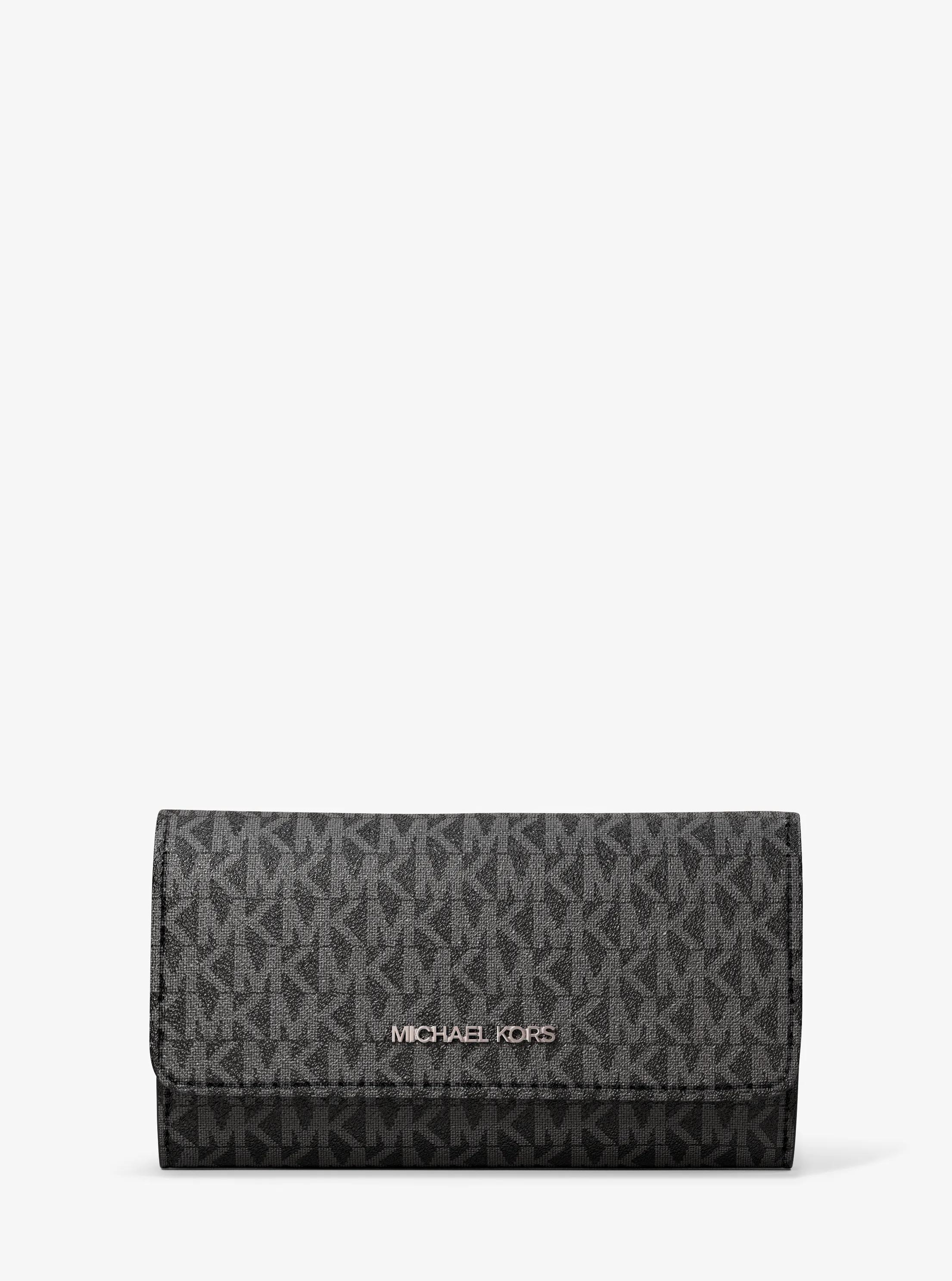 Billetera Jet Set grande de tres pliegues con logotipo exclusivo in NEGRO | Michael Kors