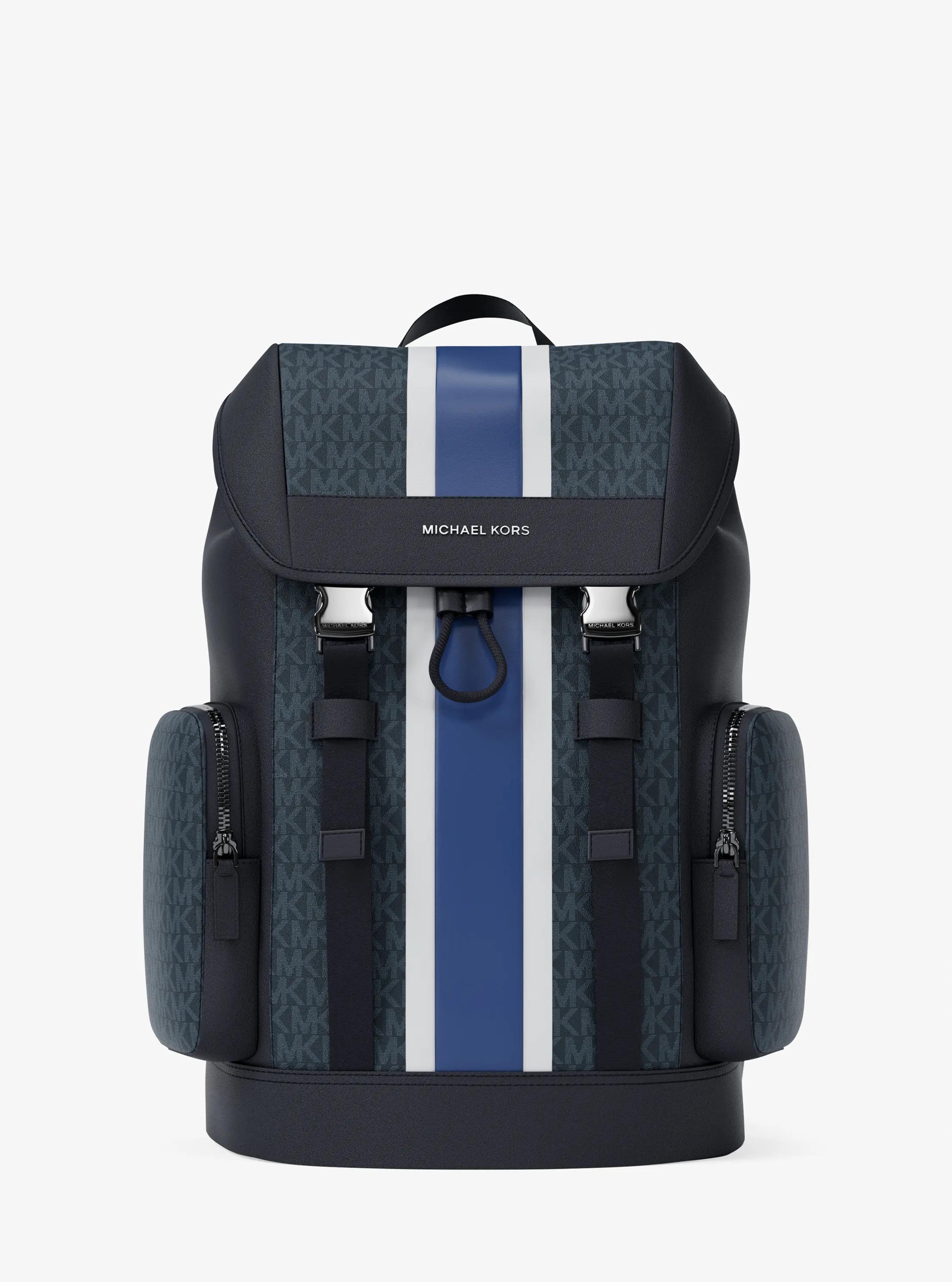 Sac &agrave; dos Cooper urbain de taille moyenne &agrave; rayures et &agrave; logo Signature in SAPHIR | Michael Kors