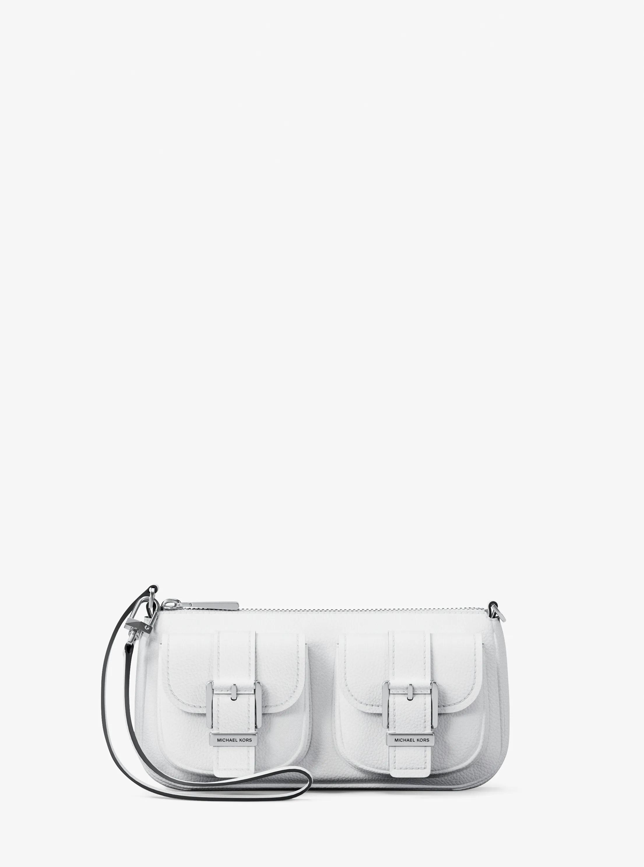 Zoe Small Pebbled Leather Pochette in OPTIC WHITE | Michael Kors
