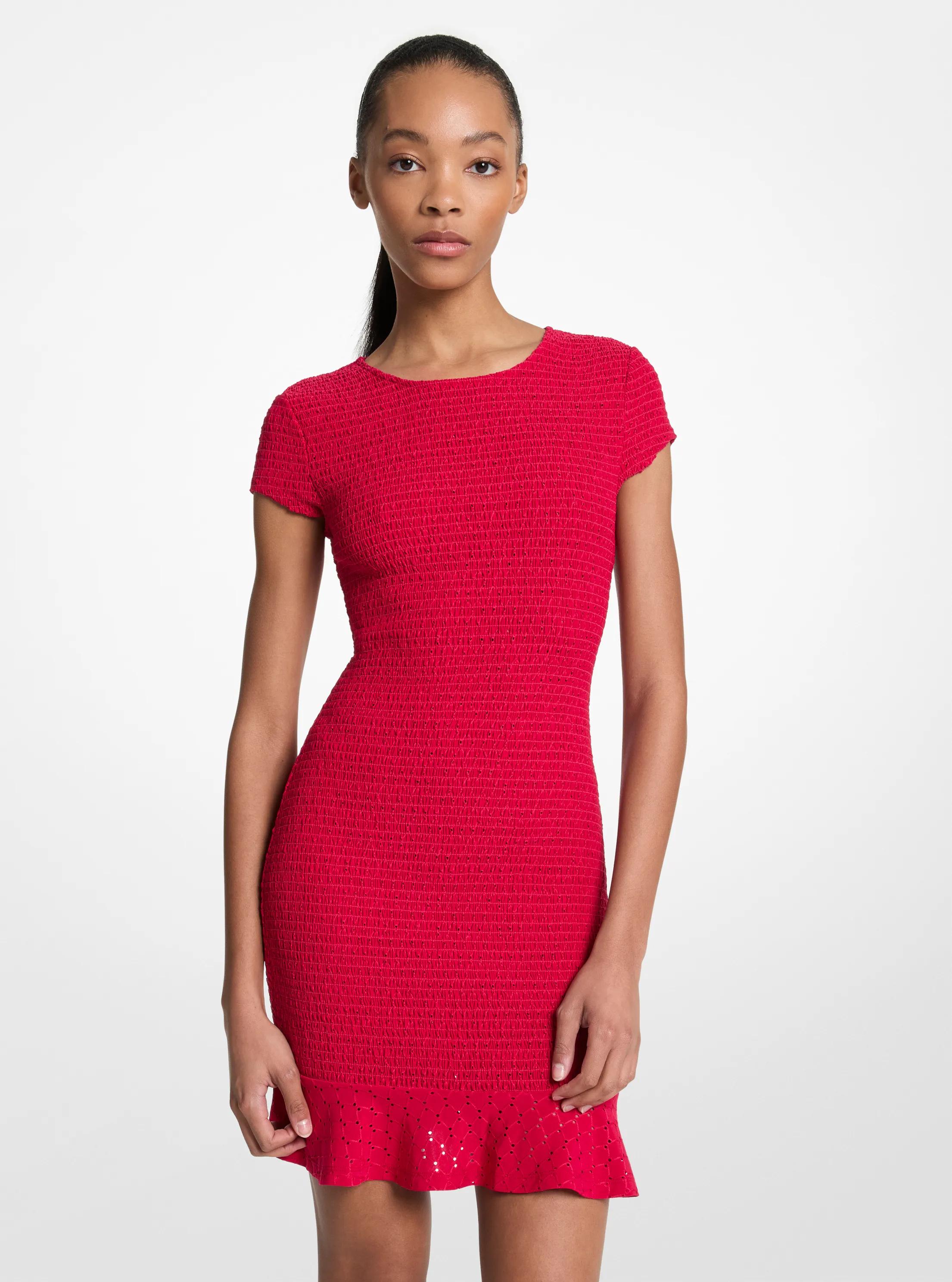 Mini-robe en tricot &agrave; smocks in FRAMBOISE FONC&Eacute;E | Michael Kors