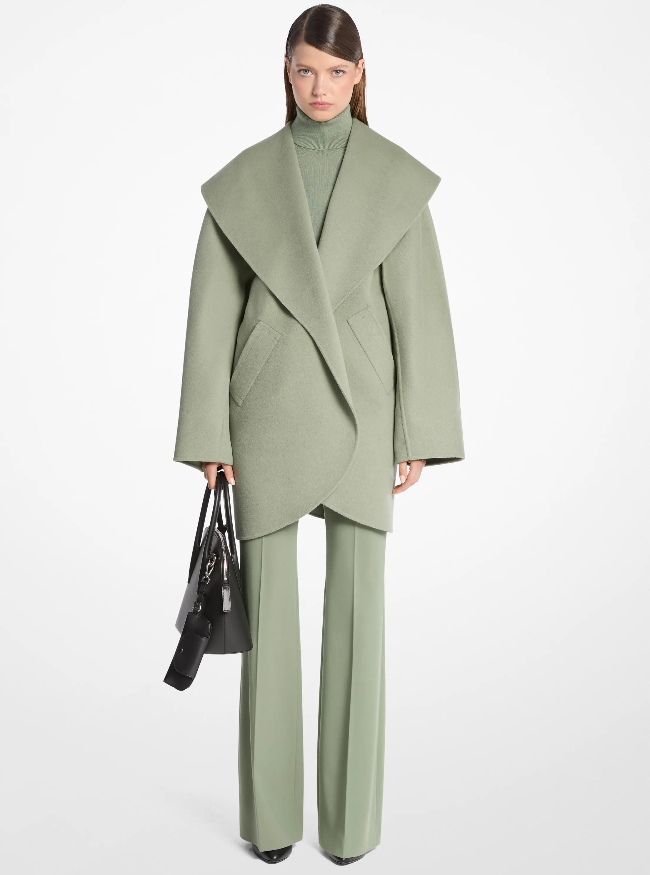 Double Faced Wool Melton Clutch Coat in CELADON | Michael Kors