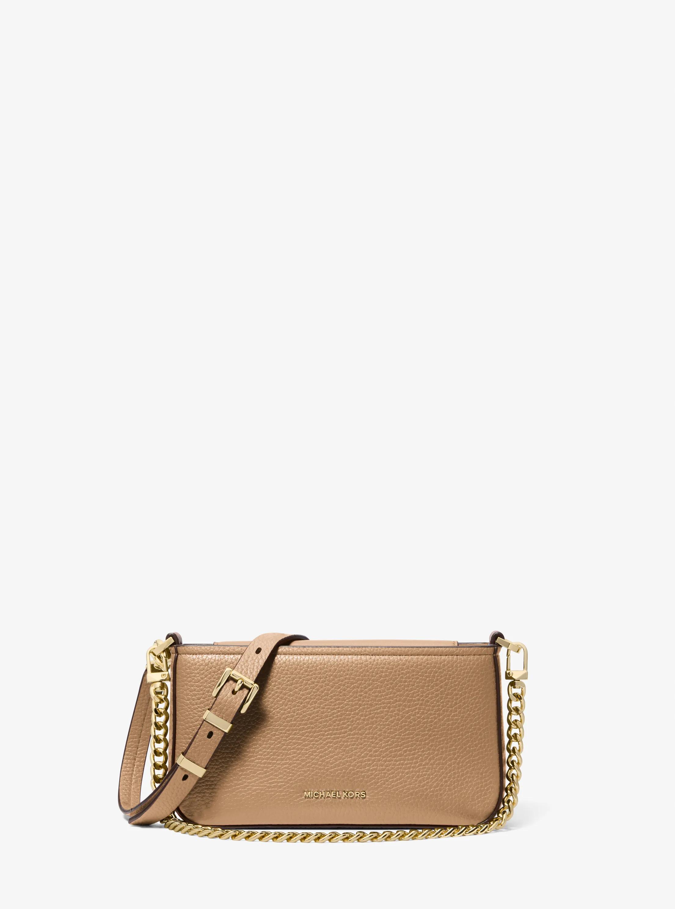 Bryant Small Pebbled Leather Convertible Pochette in HUSK | Michael Kors