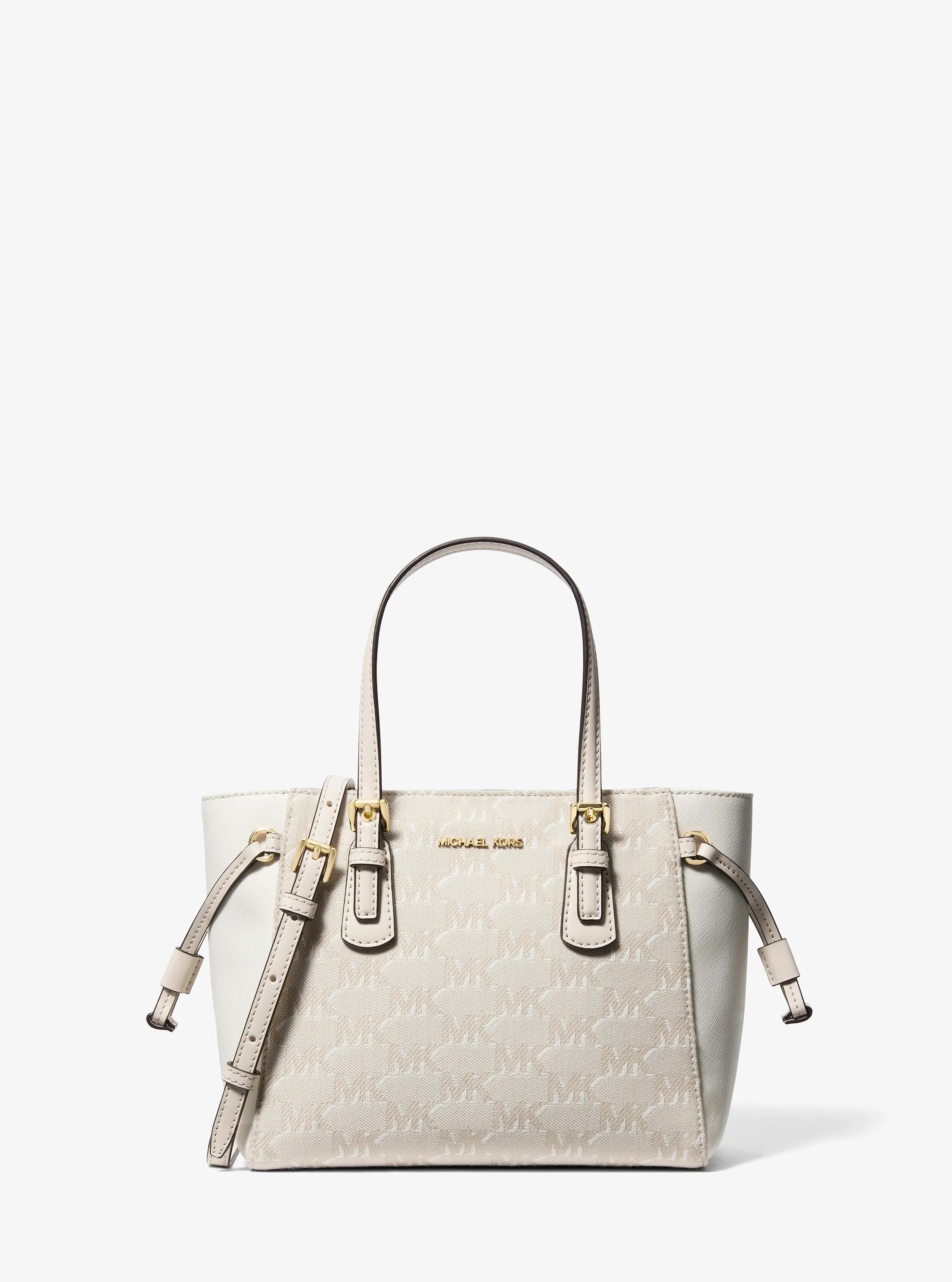 Voyager Extra-Small Logo Jacquard Convertible Crossbody Bag in LT CREAM | Michael Kors