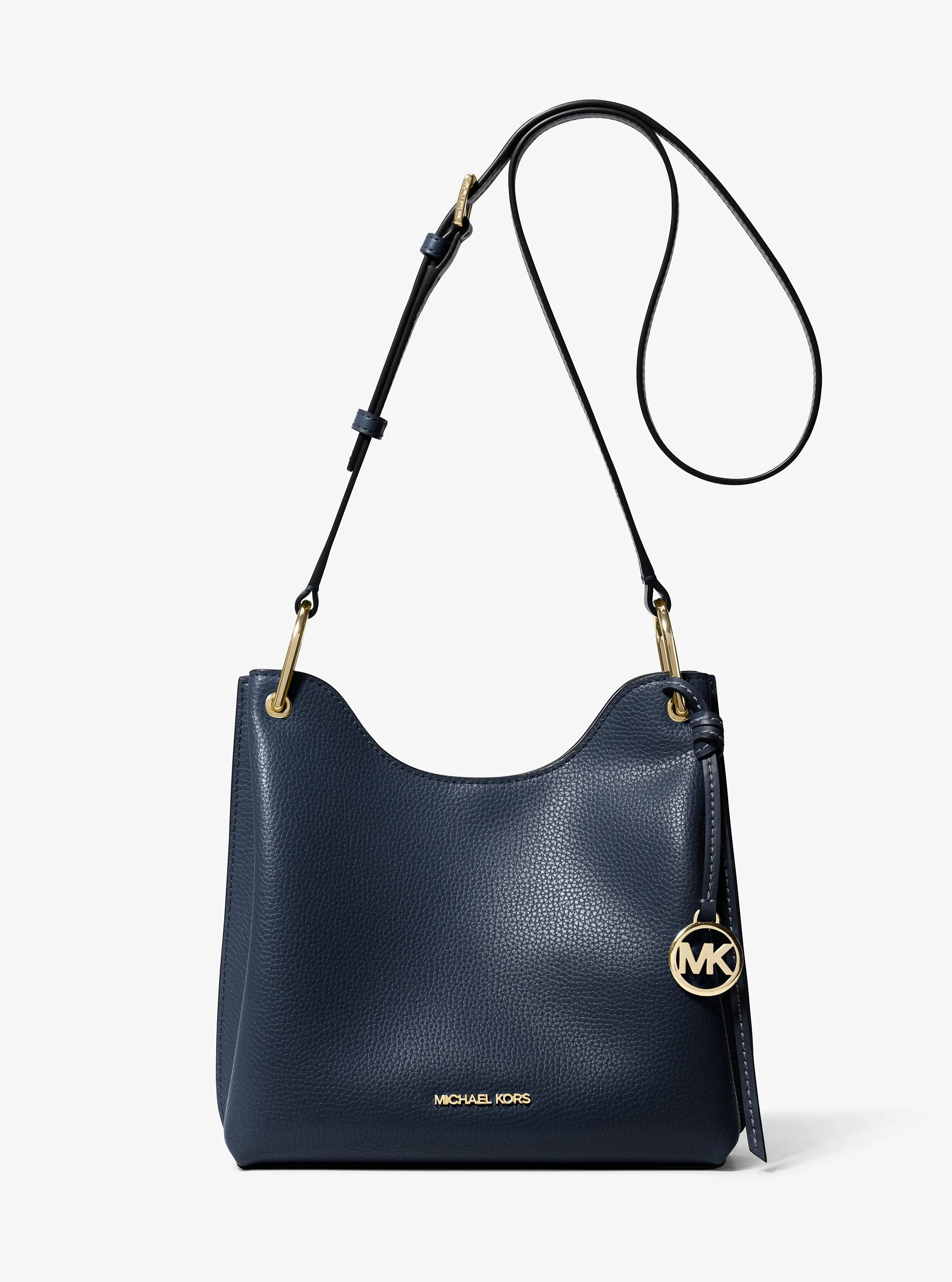Weiche Messenger-Tasche Joan Large aus gekrispeltem Leder in NAVYBLAU | Michael Kors