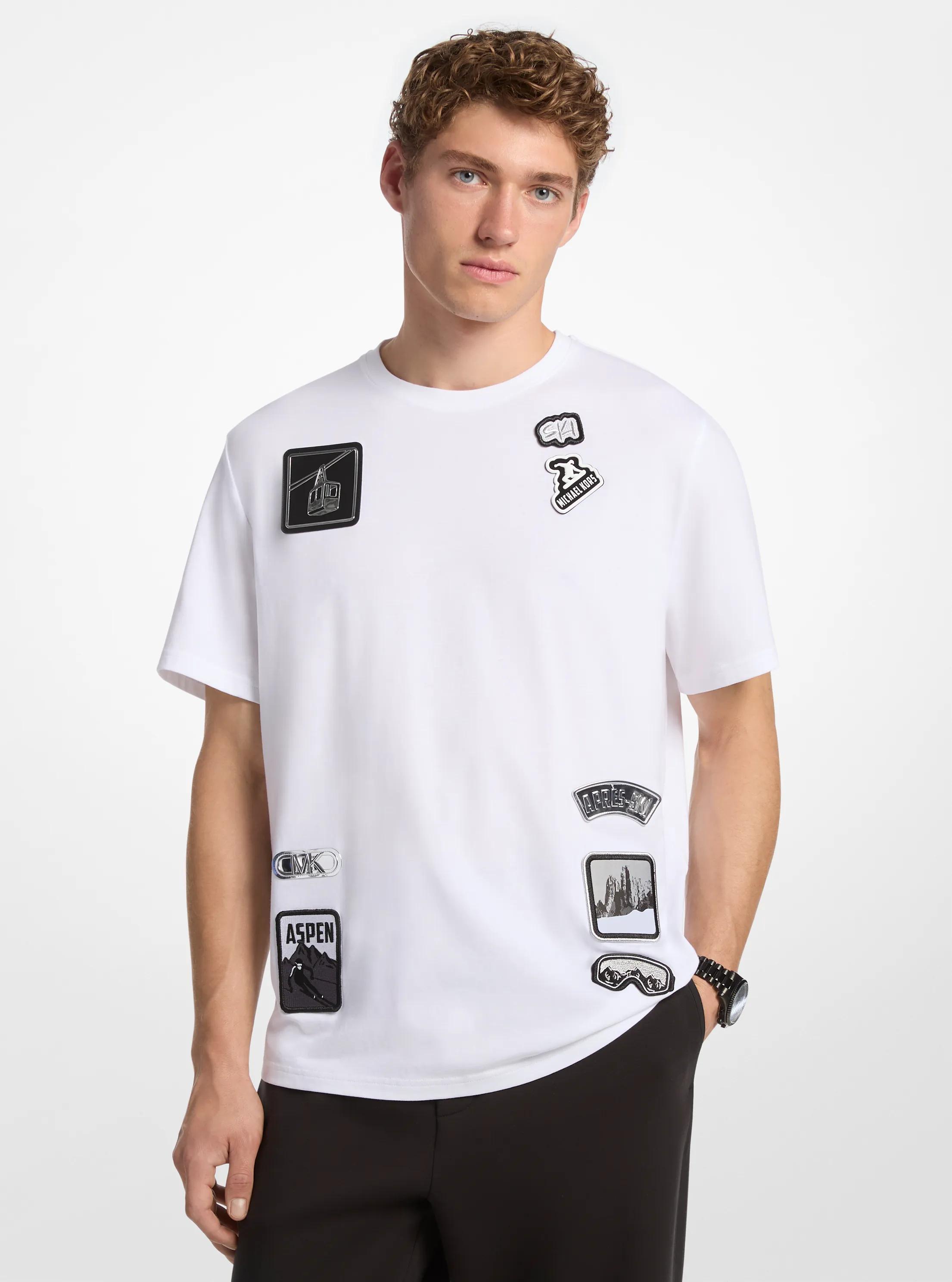 Embellished Graphic Cotton T-Shirt in WHITE | Michael Kors